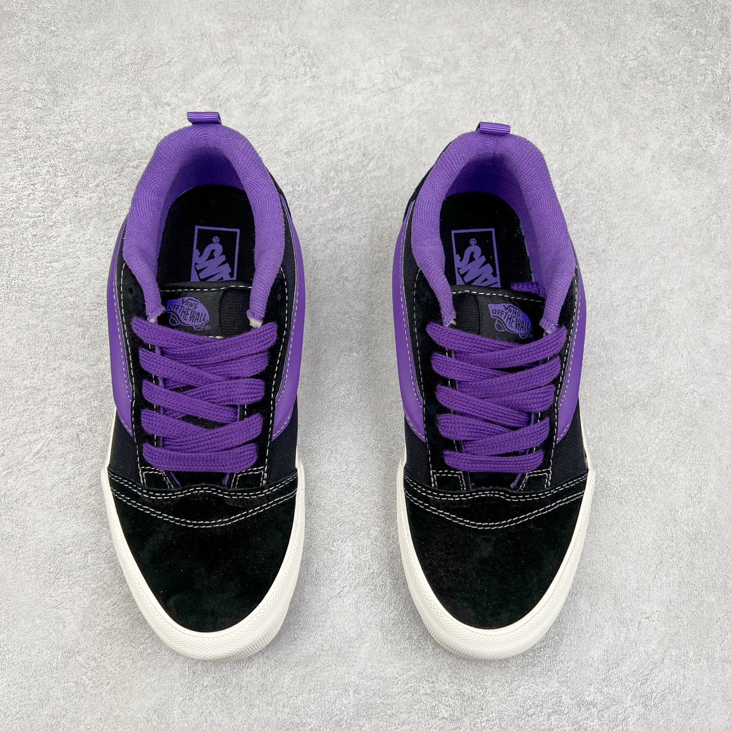 图片[2]-Vans Knu Skool 黑紫 肥胖版立体大Logo 加厚鞋舌 低帮复古休闲硫化面包鞋 尺码：35 36 36.5 37 38 38.5 39 40 40.5 41 42 42.5 43 44 工艺：硫化1：1（重量1：1、真标、原钢印、材质标、鞋型标、合格证）-选品中心
