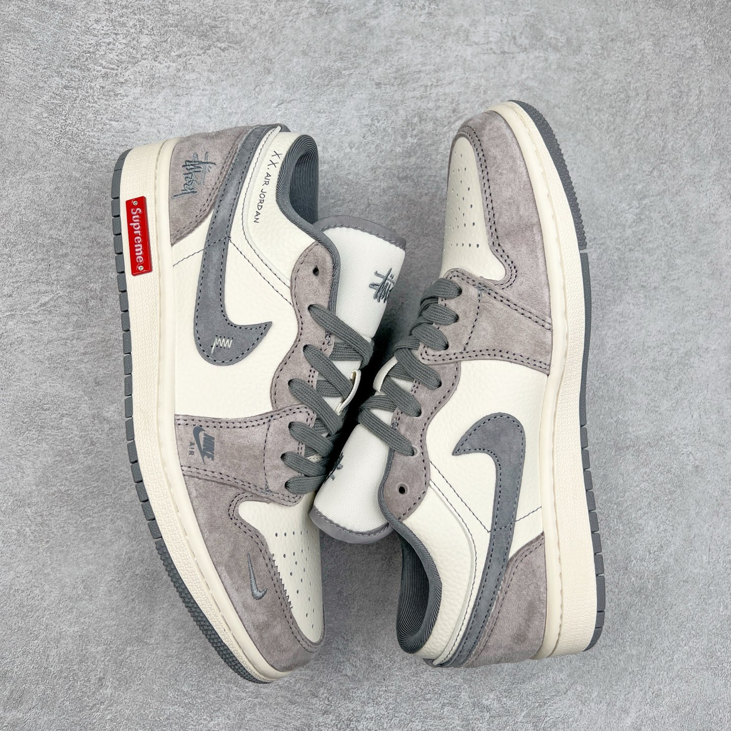 图片[3]-Air Jordan AJ1 Low 低帮定制 SJ9950-053 原厂内置气垫魔块 A模大底 头层小牛皮 鞋舌AJ原厂专用牛津布+AJ专用反口珍珠布+原厂无杂质高弹内里海棉+特殊封边弹力鞋带 尺码：36 36.5 37.5 38 38.5 39 40 40.5 41 42 42.5 43 44 44.5 45-选品中心