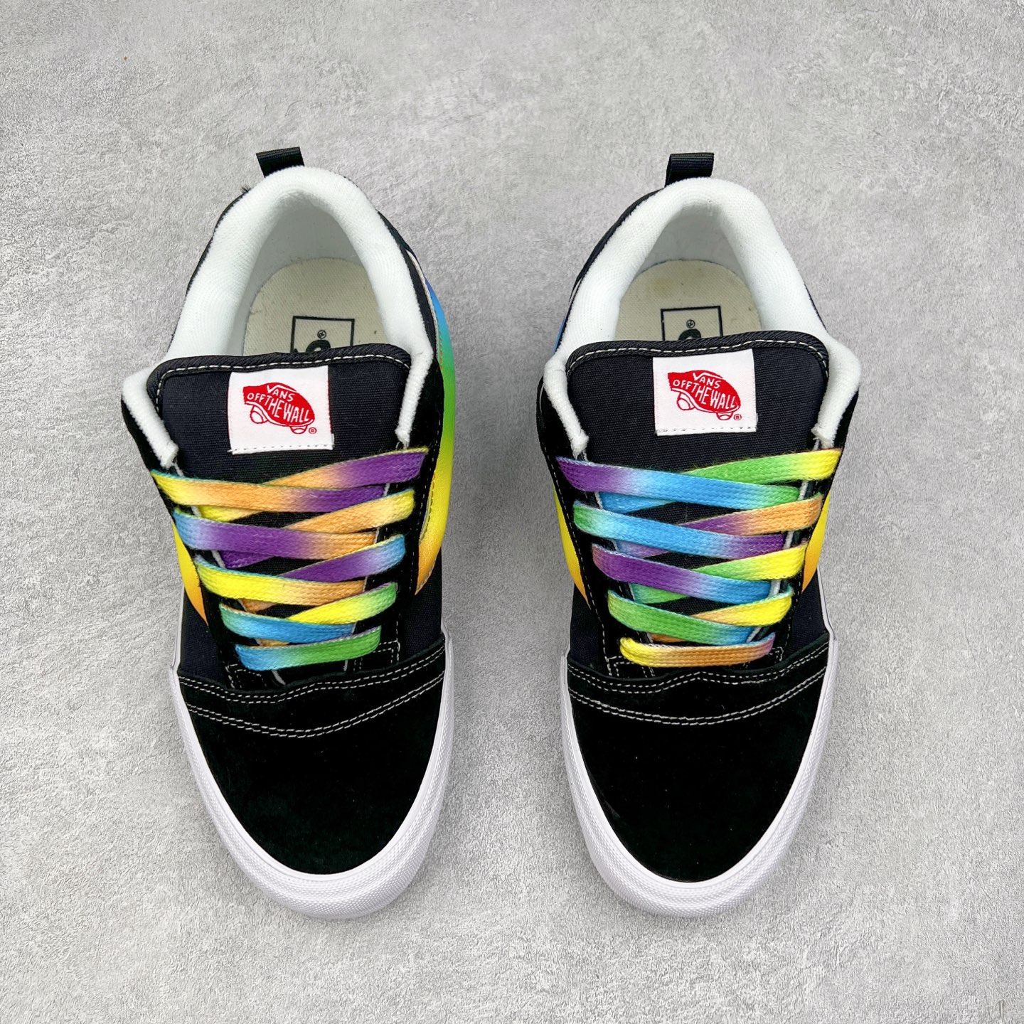 [Vans Series]VansKnuSkool Black RainbowOfficial new retro casual fat bread