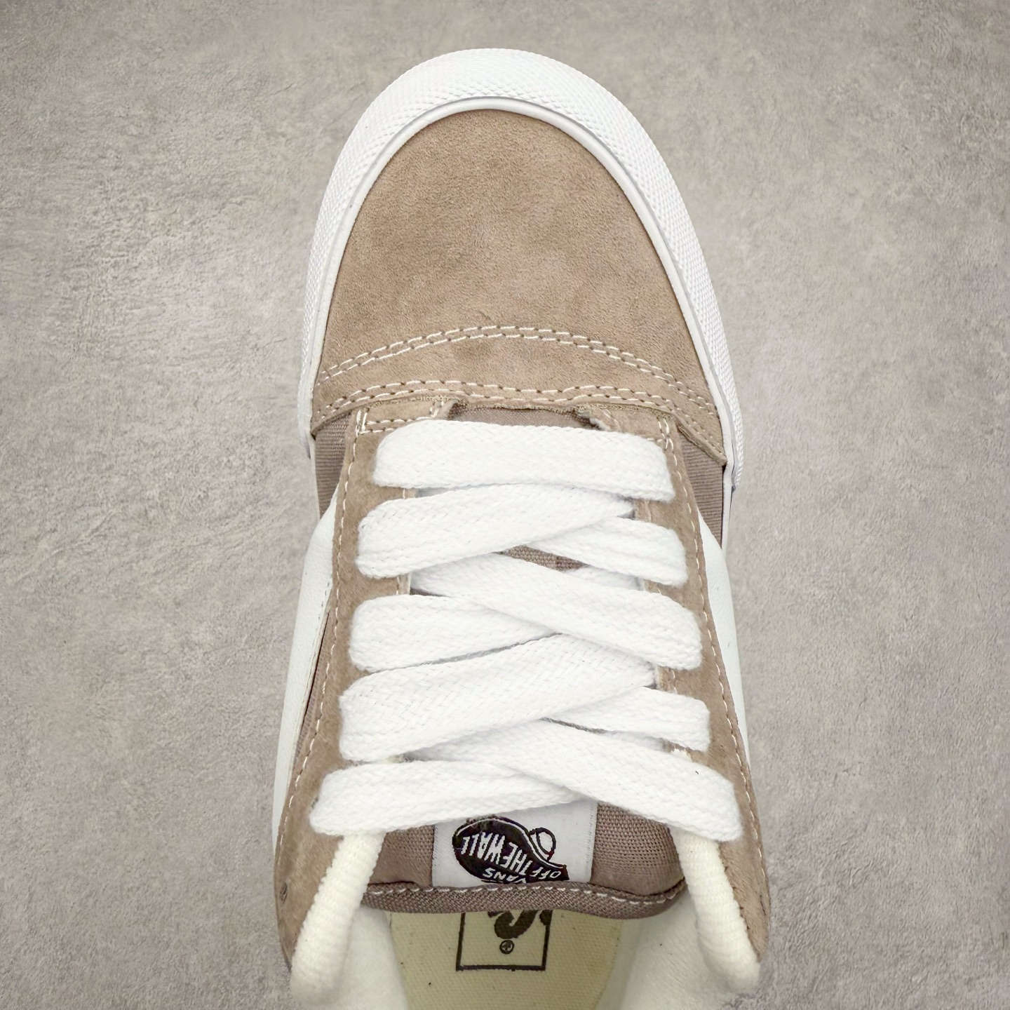 图片[4]-Vans Knu Skool 卡其灰 肥胖版立体大Logo 加厚鞋舌 低帮复古休闲硫化面包鞋 尺码：35 36 36.5 37 38 38.5 39 40 40.5 41 42 42.5 43 44 45 工艺：硫化1：1（重量1：1、真标、原钢印、材质标、鞋型标、合格证）-选品中心