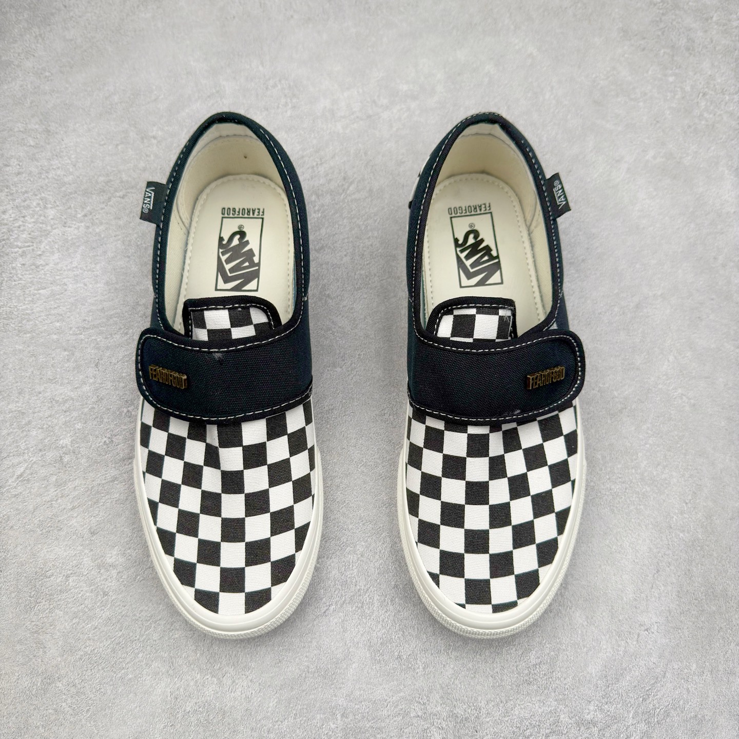 图片[2]-Fear of Fog x Vans Slip-On 47 V DX Fog高街黑白棋盘格懒人魔术贴一脚蹬帆布鞋 货号：VN0A3J9FPZR 尺码：35-44（36.5 38.5 40.5 42.5）-选品中心