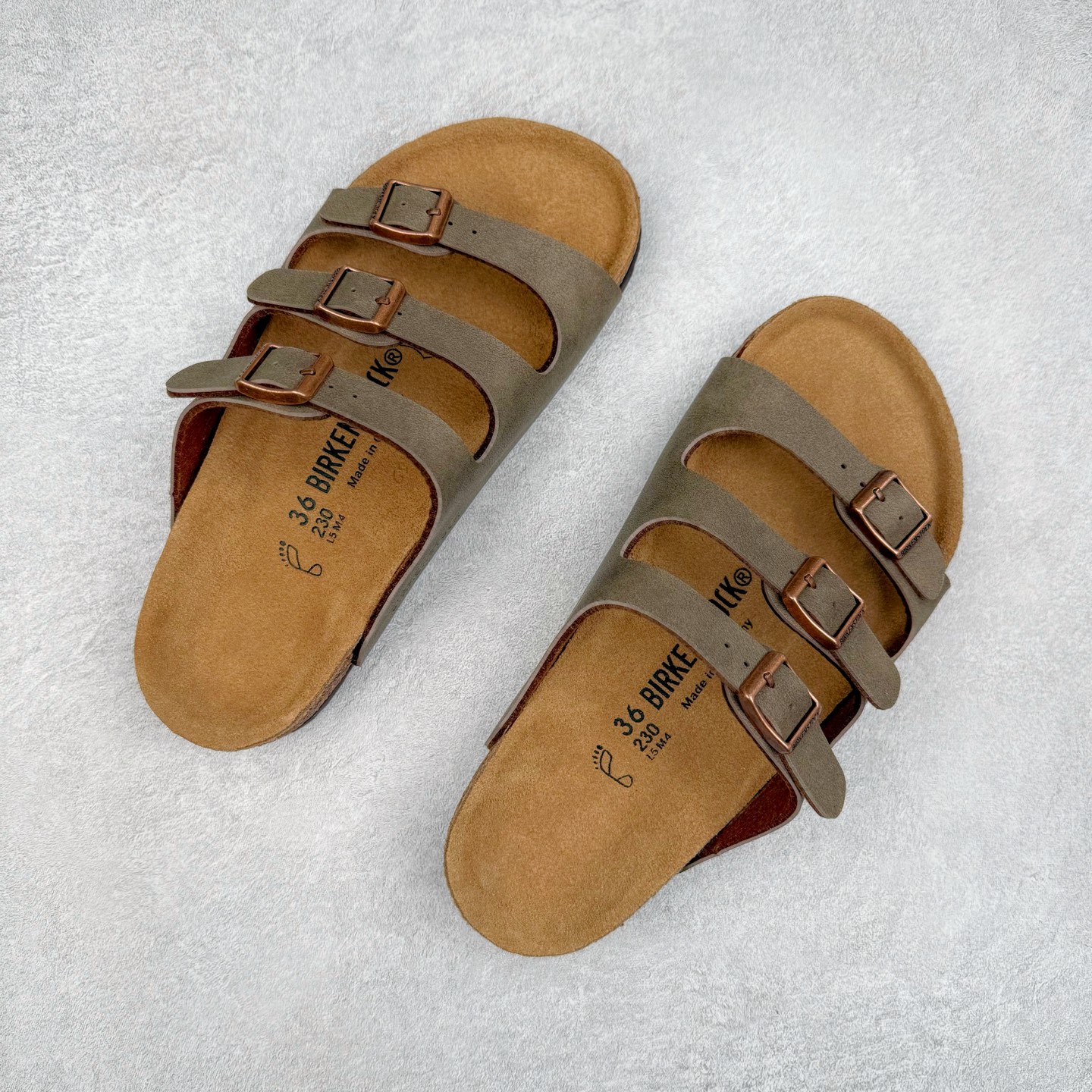 图片[3]-Birkenstock Ramses 系列 勃肯夹趾皮革绒面双扣时尚人字拖拖鞋 牛皮绒面革质地柔软 搭配可调节鞋扣提升穿着舒适度 人体工学设计分散脚部压力 保护脚踝 软木乳胶鞋床具有一定的收缩性 长时间穿着后能贴合脚型 EVA鞋底回弹性和抗张性力高 具有良好的防震、缓冲性 四季皆宜 柔软的鞋床采用额外的泡沫缓冲层 提供额外的舒适感和全天支撑 全网独家首发 源于德国的严谨工艺 牛巴戎面 中层松木 EVA 三层组合大底 优质牛皮面料五金扣 出口订单 尺码：35-44-选品中心