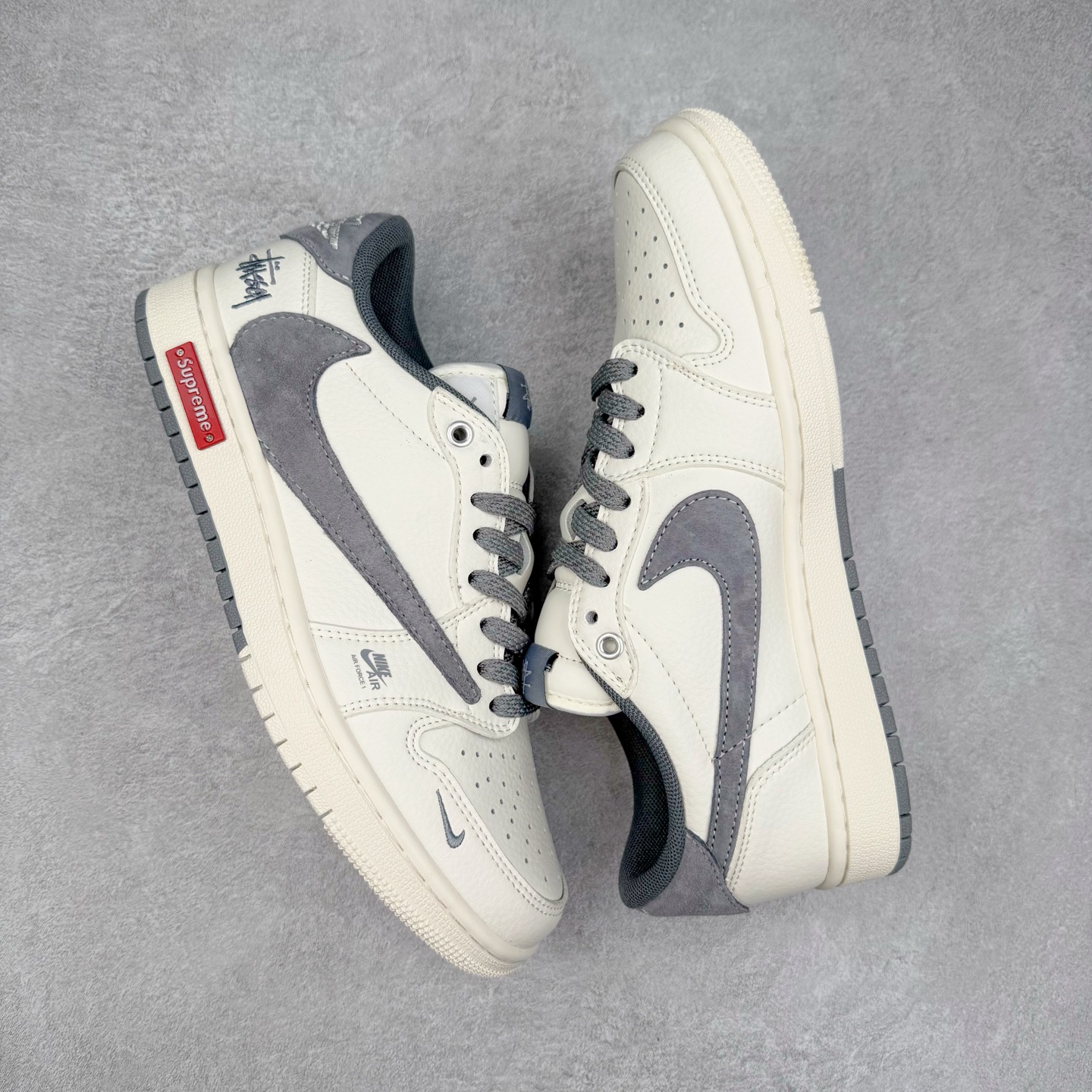 图片[3]-TS x Air Jordan AJ1 Low 倒钩低帮联名定制配色 SJ2068-125 原厂内置气垫魔块 A模大底 头层小牛皮 鞋舌AJ原厂专用牛津布+AJ专用反口珍珠布+原厂无杂质高弹内里海棉+特殊封边弹力鞋带 实拍调校N版已经零色差零失真 百分百还原实物色彩所见即所得 不存在货不对板色差等低级问题 选购参考实物拍摄 不混卖不参货 只用心做好货严格选品 承诺混一赔十 尺码：36 36.5 37.5 38 38.5 39 40 40.5 41 42 42.5 43 44 44.5 45-选品中心