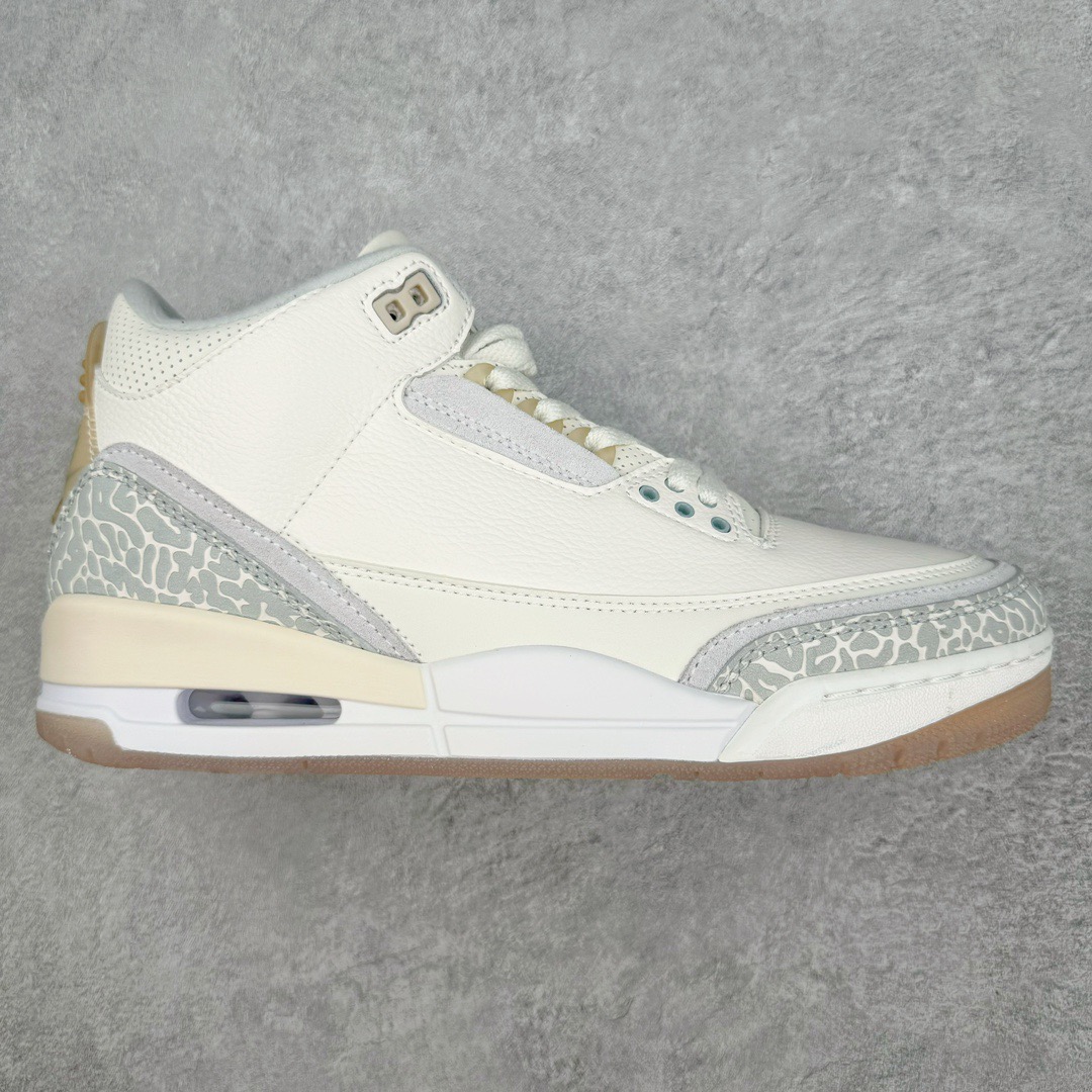 图片[8]-＃PB福利特价 Air Jordan AJ3 Retro 市场中端王者 全套原纸板楦头开发 原厂大底磨具加持立体防滑纹理 原装可视Air Sole气垫 原汁原味最完美的三代版型 唯一正确鞋头趴度弧度高度鞋身腰线 此版本只针对中端市场 皮料材质有所更替 其他数据细节工艺流程均保持一致 绝不口嗨 细节品控鞋型随意秒杀市面3XX 4XX 原厂TPU后跟饰片 正确内里反口里网布 皮料菱角分明不变形无多余毛边 正确手工大底描漆拉丝 市场唯一原厂鞋扣模具 原厂织唛标 原厂飞人电绣工艺 尾指中部跳三针 独家绑鞋带手法 印刷中底布 四线拉帮 米色美纹纸贴合固定 进口港宝加持 后跟自然饱满 全鞋荧光划线卡点 追求极致完美 每一双都是工艺品 多重QC质检 超越公司货的品控标准 实实在在的免检产品 尺码：40 40.5 41 42 42.5 43 44 44.5 45 45.5 46 47.5-选品中心