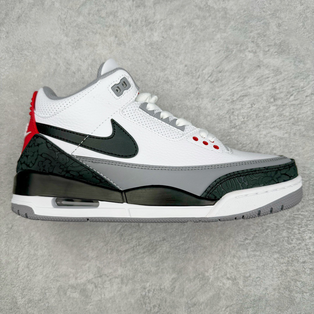 图片[6]-＃PB福利特价 Air Jordan AJ3 Retro 市场中端王者 全套原纸板楦头开发 原厂大底磨具加持立体防滑纹理 原装可视Air Sole气垫 原汁原味最完美的三代版型 唯一正确鞋头趴度弧度高度鞋身腰线 此版本只针对中端市场 皮料材质有所更替 其他数据细节工艺流程均保持一致 绝不口嗨 细节品控鞋型随意秒杀市面3XX 4XX 原厂TPU后跟饰片 正确内里反口里网布 皮料菱角分明不变形无多余毛边 正确手工大底描漆拉丝 市场唯一原厂鞋扣模具 原厂织唛标 原厂飞人电绣工艺 尾指中部跳三针 独家绑鞋带手法 印刷中底布 四线拉帮 米色美纹纸贴合固定 进口港宝加持 后跟自然饱满 全鞋荧光划线卡点 追求极致完美 每一双都是工艺品 多重QC质检 超越公司货的品控标准 实实在在的免检产品 尺码：40 40.5 41 42 42.5 43 44 44.5 45 45.5 46 47.5-选品中心