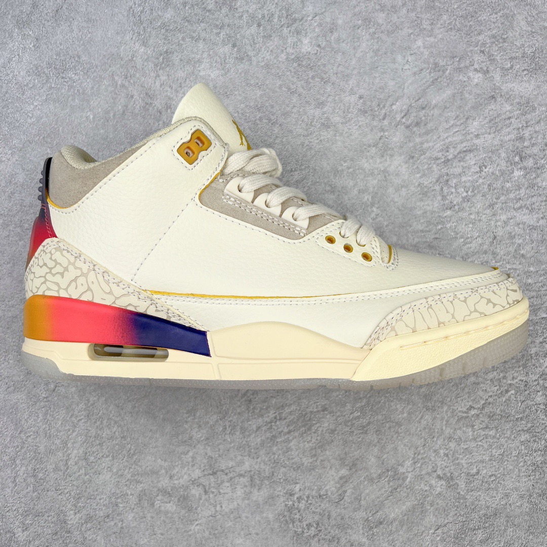 图片[4]-＃PB福利特价 Air Jordan AJ3 Retro 市场中端王者 全套原纸板楦头开发 原厂大底磨具加持立体防滑纹理 原装可视Air Sole气垫 原汁原味最完美的三代版型 唯一正确鞋头趴度弧度高度鞋身腰线 此版本只针对中端市场 皮料材质有所更替 其他数据细节工艺流程均保持一致 绝不口嗨 细节品控鞋型随意秒杀市面3XX 4XX 原厂TPU后跟饰片 正确内里反口里网布 皮料菱角分明不变形无多余毛边 正确手工大底描漆拉丝 市场唯一原厂鞋扣模具 原厂织唛标 原厂飞人电绣工艺 尾指中部跳三针 独家绑鞋带手法 印刷中底布 四线拉帮 米色美纹纸贴合固定 进口港宝加持 后跟自然饱满 全鞋荧光划线卡点 追求极致完美 每一双都是工艺品 多重QC质检 超越公司货的品控标准 实实在在的免检产品 尺码：40 40.5 41 42 42.5 43 44 44.5 45 45.5 46 47.5-选品中心