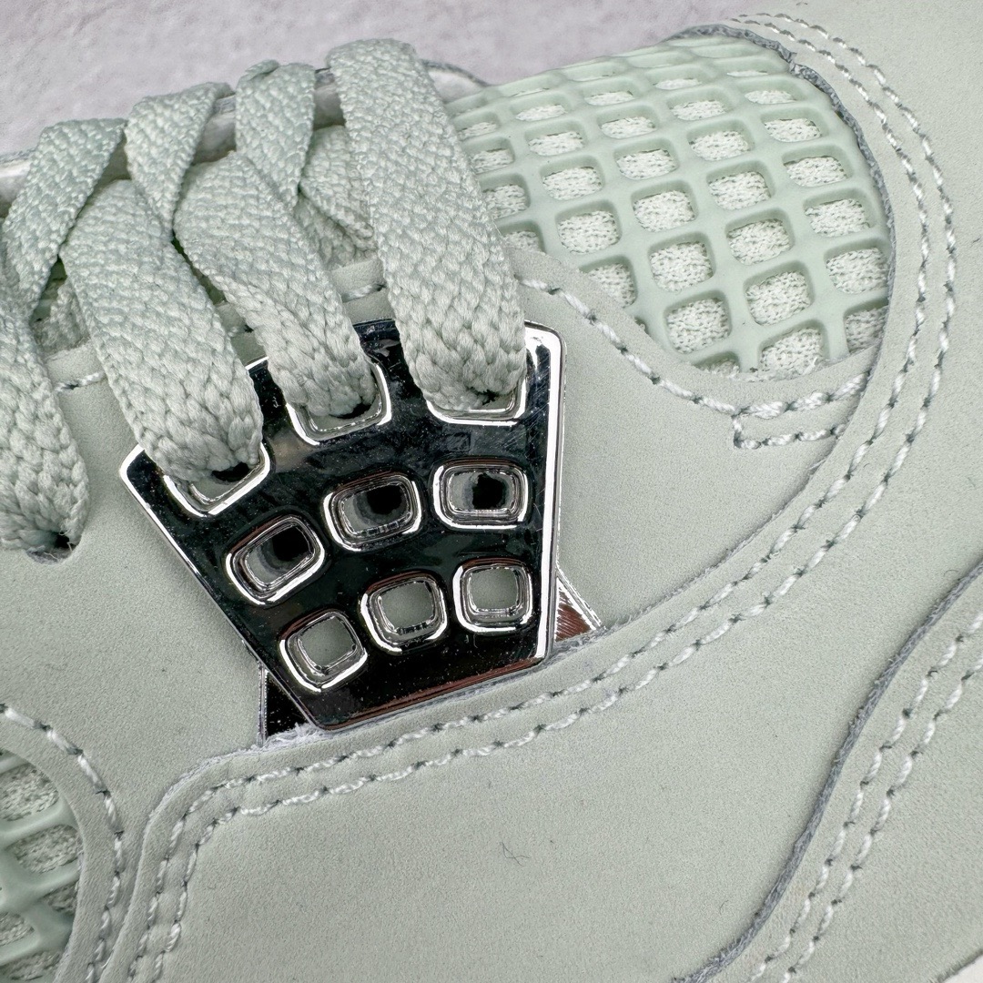 图片[14]-＃Y3纯原福利 Air Jordan AJ4 \\\”Seafoam\\\” 薄荷绿 HV0823-003 市售天花板产物 耗时半年巨作 全套原纸板楦头开发 原厂特供皮料加持 确保原汁原味 完美呈现四代版型 一比一鞋头弧度高度鞋身弧度 数据细节工艺流程均保持原鞋一致 原厂TPU网格鞋带扣 正确内里网布 菱角分明不变形无多余毛边 柔软性质感一致于原鞋 市场唯一原厂鞋扣模具 背面可见隐藏注塑口 原厂织唛标 原厂飞人电绣工艺 尾指中部跳三针 独家绑鞋带手法 印刷中底布 四线拉帮 米色美纹纸贴合固定 进口港宝加持 后跟自然饱满 全鞋荧光划线卡点 追求极致完美 每一双都是工艺品 多重QC质检 超越公司货的品控标准 实实在在的免检产品 尺码对应库存明细‼️-选品中心