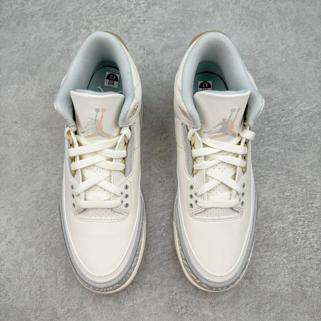 图片[2]-＃PK纯原福利 Air Jordan AJ3 Craft \\\”Ivory\\\” 象牙白 货号：FJ9479-100 目前市场最推荐的产品 市场唯一正确批次 操刀耗时半年巨作 超合理的单价 拒绝高利润 全套原纸板楦头开发 原厂大底磨具加持立体防滑纹理 原装可视Air Sole气垫 原汁原味最完美的三代版型 唯一正确鞋头趴度弧度高度鞋身腰线 原厂TPU彩虹扎染后跟饰片 正确内里反口里网布 皮料菱角分明不变形无多余毛边 广东原厂zp同批次手工大底描漆拉丝 市场唯一原厂鞋扣模具 原厂织唛标 原厂飞人电绣工艺 尾指中部跳三针 独家绑鞋带手法 印刷中底布 四线拉帮 米色美纹纸贴合固定 进口港宝加持 后跟自然饱满 全鞋荧光划线卡点 追求极致完美 每一双都是工艺品 多重QC质检 超越公司货的品控标准 实实在在的免检产品 尺码：40 40.5 41 42 42.5 43 44 44.5 45 46 47.5 48.5-选品中心