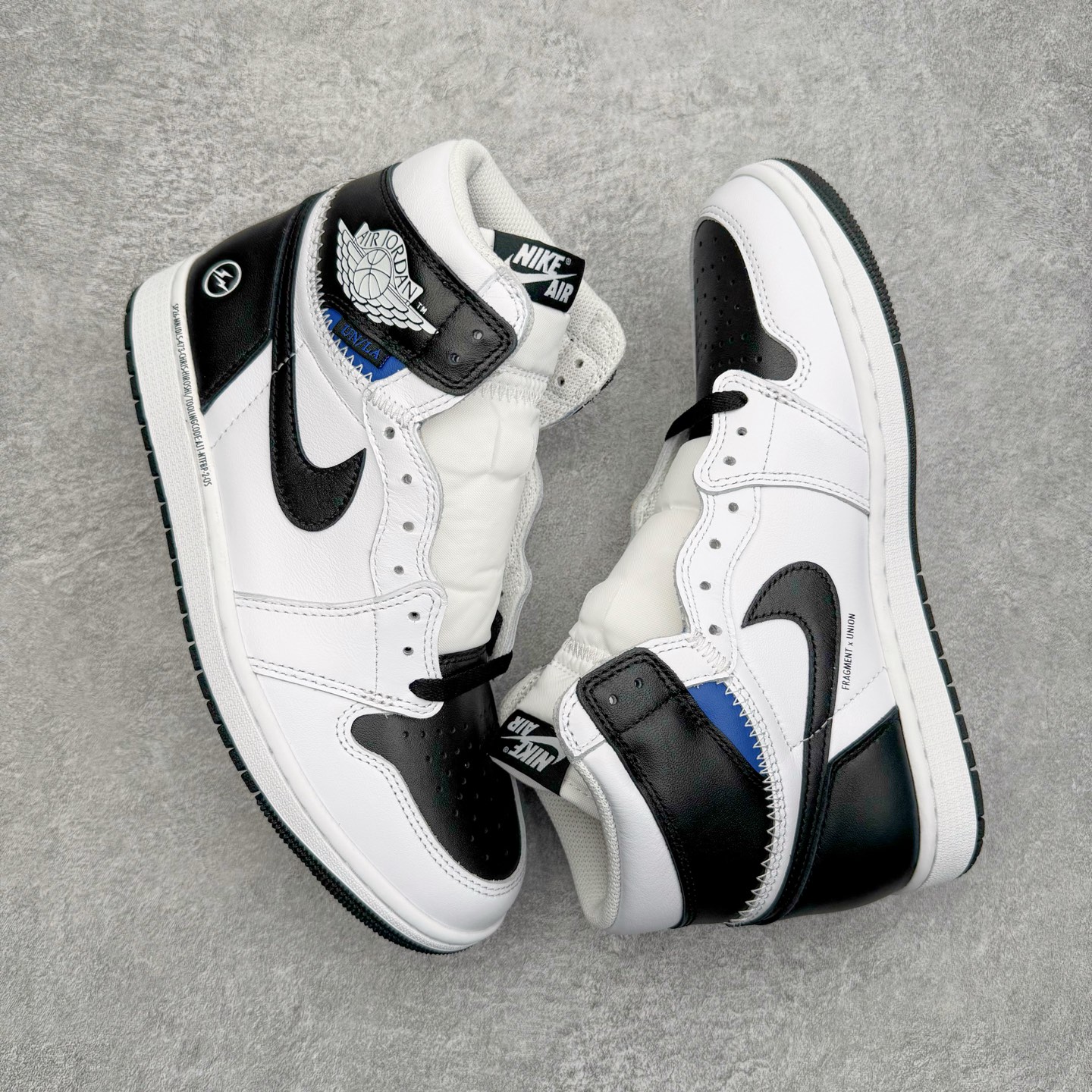 图片[3]-＃PK纯原 Union LA x Fragment Design x Air Jordan AJ1 Retro High NRG 藤原浩三方联名四色拼接灰 闪电黑白 II7282-100 圈内最强系列 高端零售特供批次 产品品控稳定性领先行业 各方面均可对飙L版 良心定价不杀猪 SZ原厂全套原楦原纸板冲刀磨具开发 原厂皮料加持 原厂港宝加持定型后跟R度完美 同源原厂电绣 飞翼针数密度立体效果一致 百分百一致原鞋 原厂拉帮工艺 针距密度一致 后跟弧度收口自然不对折 极致一眼正品既视感 进口玻璃冲刀皮料裁剪零毛边 全鞋电脑针车工艺 品控清洁度最高QC检验标准 免检产品 原厂订购鞋盒、鞋标、防尘纸、鞋撑、鞋带 追求极致的原厂味道 尺码：36 36.5 37.5 38 38.5 39 40 40.5 41 42 42.5 43 44 44.5 45 46 47.5-选品中心