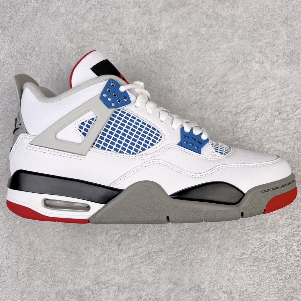 ＃KZ神版福利回馈 Air Jordan AJ4 Retro 红蓝鸳鸯 CI1184-146 独家外贸特供尺码含 45.5 49.5 50.5 国内外口碑最好最推荐的产品 市场中端王者 亲自操刀耗时半年巨作 全套原纸板楦头开发 确保原汁原味 完美呈现四代版型 一比一鞋头弧度高度鞋身弧度 此版本只针对中端市场 皮料材质有所更替 其他数据细节工艺流程均保持一致 绝不口嗨 细节品控鞋型随意秒杀市面3XX 4XX 原厂TPU网格鞋带扣 正确内里网布 菱角分明不变形无多余毛边 柔软性质感一致于原鞋 市场唯一原厂鞋扣模具 背面可见隐藏注塑口 原厂织唛标 原厂飞人电绣工艺 尾指中部跳三针 独家绑鞋带手法 印刷中底布 四线拉帮 米色美纹纸贴合固定 进口港宝加持 后跟自然饱满 全鞋荧光划线卡点 追求极致完美 每一双都是工艺品 多重QC质检 超越公司货的品控标准 实实在在的免检产品 尺码：40 40.5 41 42 42.5 43 44 44.5 45 45.5 46 47.5 48.5 49.5 50.5-选品中心