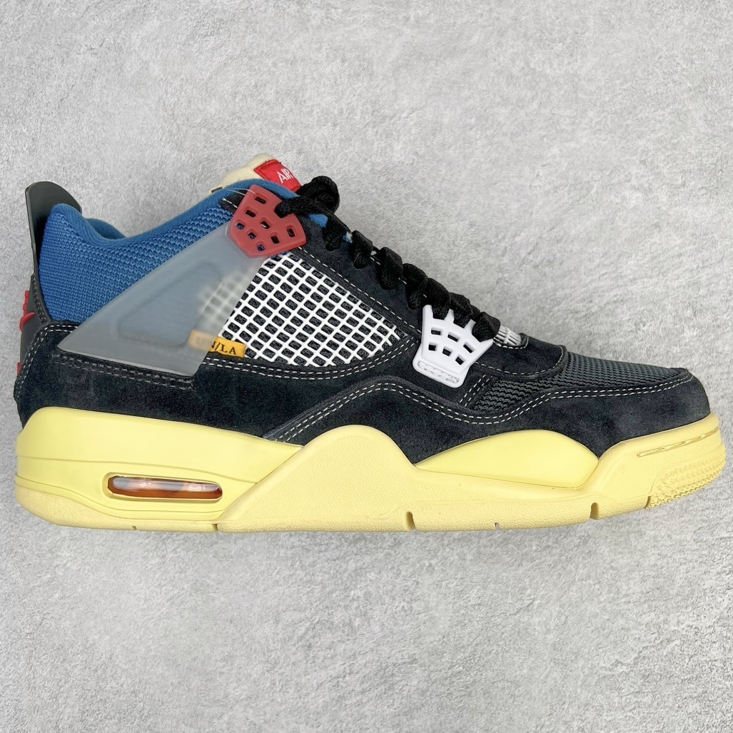 ＃KZ神版福利回馈 Union LA x Air Jordan AJ4 Retro \\\”Off Noir\\\” UN联名黑蓝 DC9533-001 独家外贸特供尺码含 45.5 49.5 50.5 国内外口碑最好最推荐的产品 市场中端王者 亲自操刀耗时半年巨作 全套原纸板楦头开发 确保原汁原味 完美呈现四代版型 一比一鞋头弧度高度鞋身弧度 此版本只针对中端市场 皮料材质有所更替 其他数据细节工艺流程均保持一致 绝不口嗨 细节品控鞋型随意秒杀市面3XX 4XX 原厂TPU网格鞋带扣 正确内里网布 菱角分明不变形无多余毛边 柔软性质感一致于原鞋 市场唯一原厂鞋扣模具 背面可见隐藏注塑口 原厂织唛标 原厂飞人电绣工艺 尾指中部跳三针 独家绑鞋带手法 印刷中底布 四线拉帮 米色美纹纸贴合固定 进口港宝加持 后跟自然饱满 全鞋荧光划线卡点 追求极致完美 每一双都是工艺品 多重QC质检 超越公司货的品控标准 实实在在的免检产品 尺码：40 40.5 41 42 42.5 43 44 44.5 45 45.5 46 47.5 48.5 49.5 50.5-选品中心