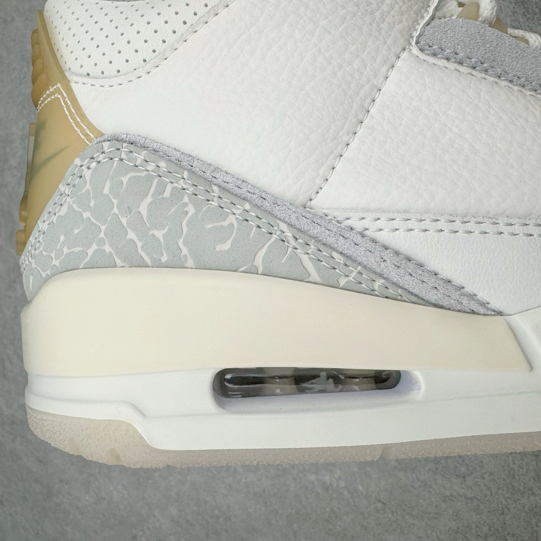 图片[13]-＃KZ神版福利 Air Jordan AJ3 Craft \\\”Ivory\\\” 象牙白 货号：FJ9479-100 独家外贸特供尺码含45.5 48.5 国内外口碑最好最推荐的产品 市场中端王者 亲自操刀耗时半年巨作 全套原纸板楦头开发 原厂大底磨具加持立体防滑纹理 原装可视Air Sole气垫 原汁原味最完美的三代版型 唯一正确鞋头趴度弧度高度鞋身腰线 此版本只针对中端市场 皮料材质有所更替 其他数据细节工艺流程均保持一致 绝不口嗨 细节品控鞋型随意秒杀市面3XX 4XX 原厂TPU后跟饰片 正确内里反口里网布 皮料菱角分明不变形无多余毛边 正确手工大底描漆拉丝 市场唯一原厂鞋扣模具 原厂织唛标 原厂飞人电绣工艺 尾指中部跳三针 独家绑鞋带手法 印刷中底布 四线拉帮 米色美纹纸贴合固定 进口港宝加持 后跟自然饱满 全鞋荧光划线卡点 追求极致完美 每一双都是工艺品 多重QC质检 超越公司货的品控标准 实实在在的免检产品 尺码：40 40.5 41 42 42.5 43 44 44.5 45 45.5 46 47.5 48.5-选品中心