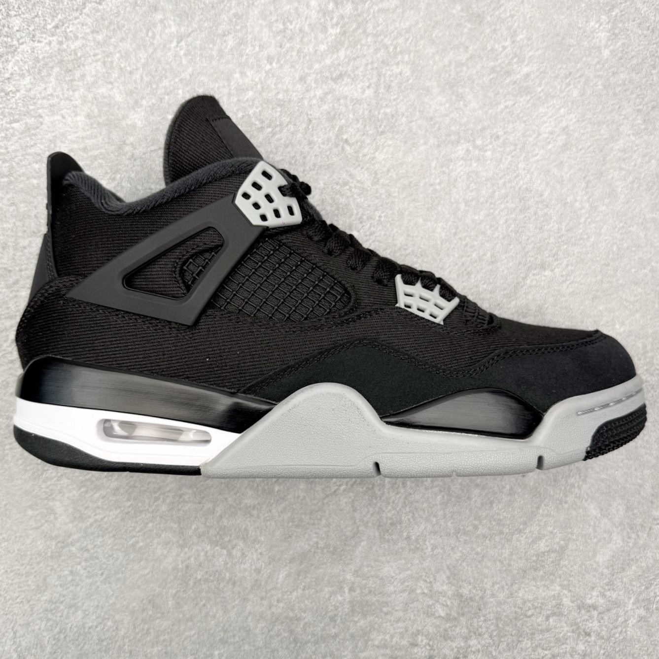 ＃DT纯原 Air Jordan AJ4 Retro 黑色帆布小阿姆 DH7138-006 原厂头层皮料