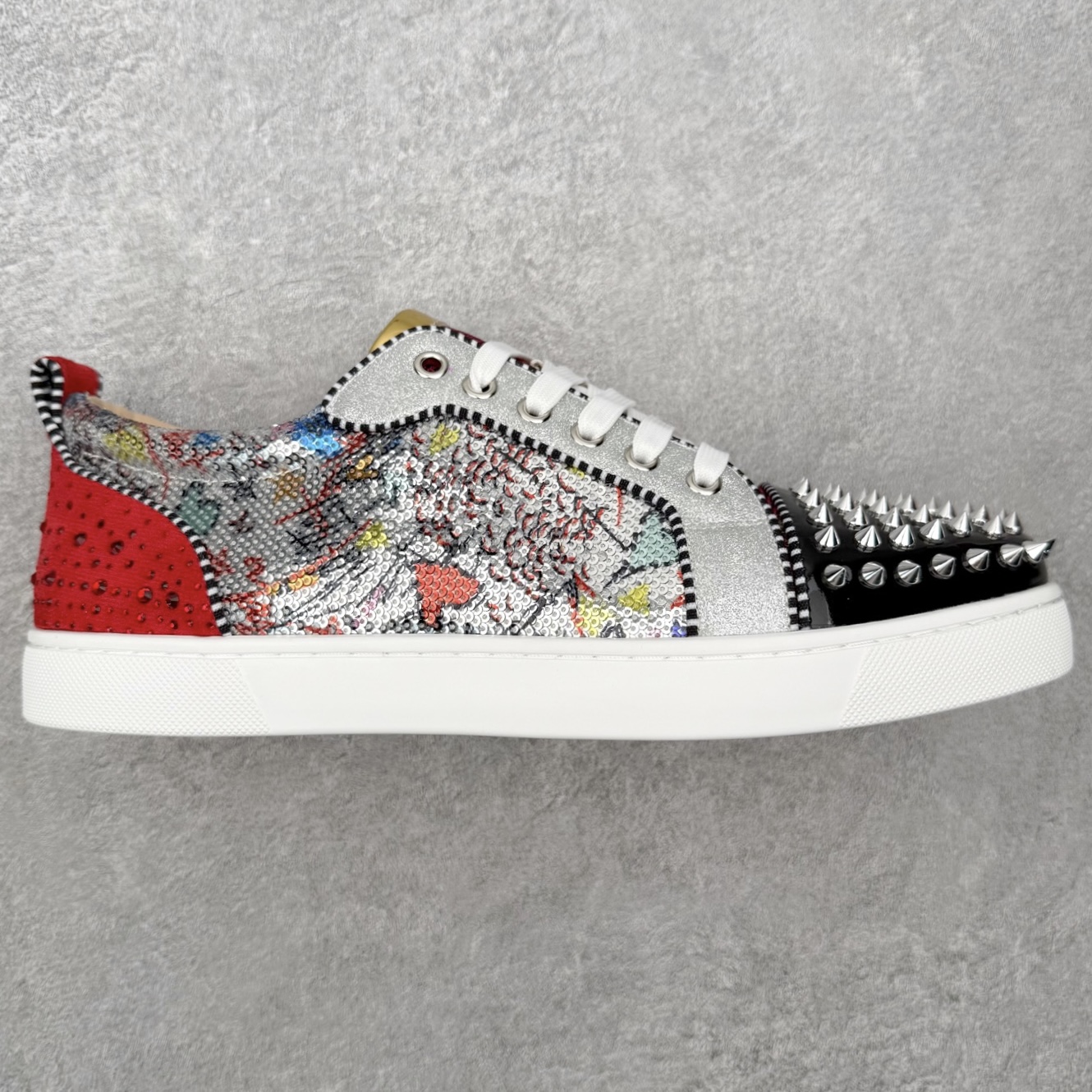 ＃莞产 Christian Louboutin CL（路铂廷） 红底鞋 男鞋低帮红底鞋水钻系带运动休闲板