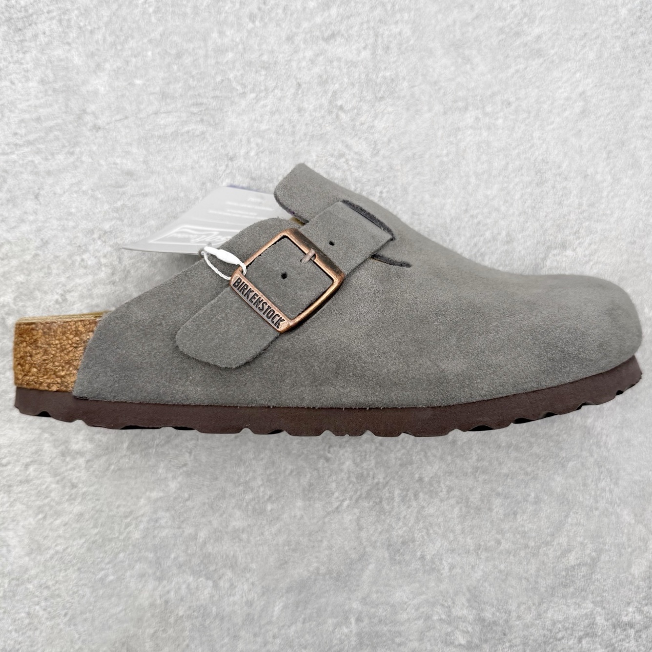 ＃GX Birkenstock Boston VL 勃肯绒面金属针扣软木底包头拖鞋 牛皮绒面革质地柔软 