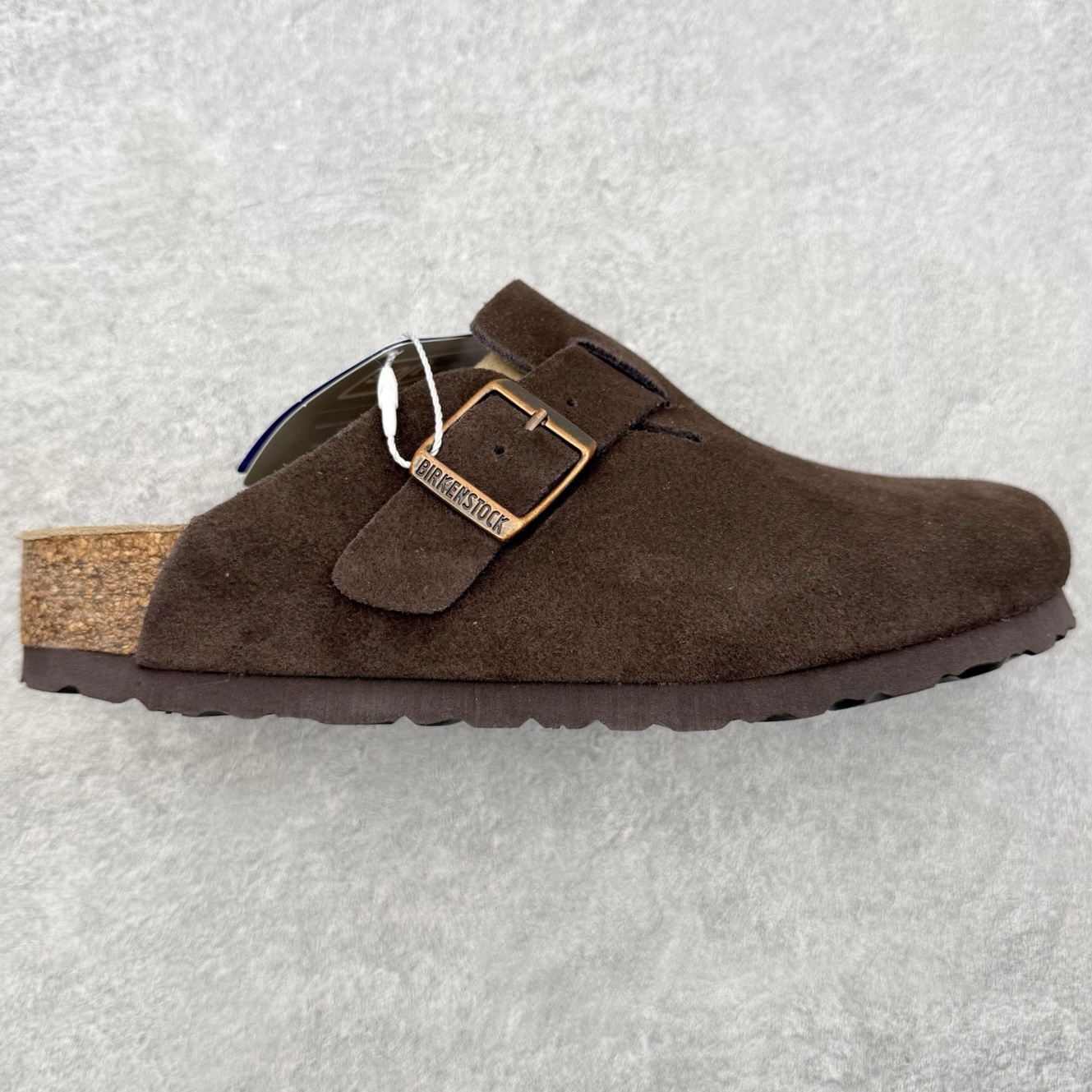 ＃GX Birkenstock Boston VL 勃肯绒面金属针扣软木底包头拖鞋 牛皮绒面革质地柔软 