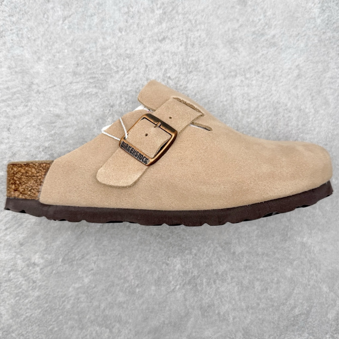 ＃GX Birkenstock Boston VL 勃肯绒面金属针扣软木底包头拖鞋 牛皮绒面革质地柔软 