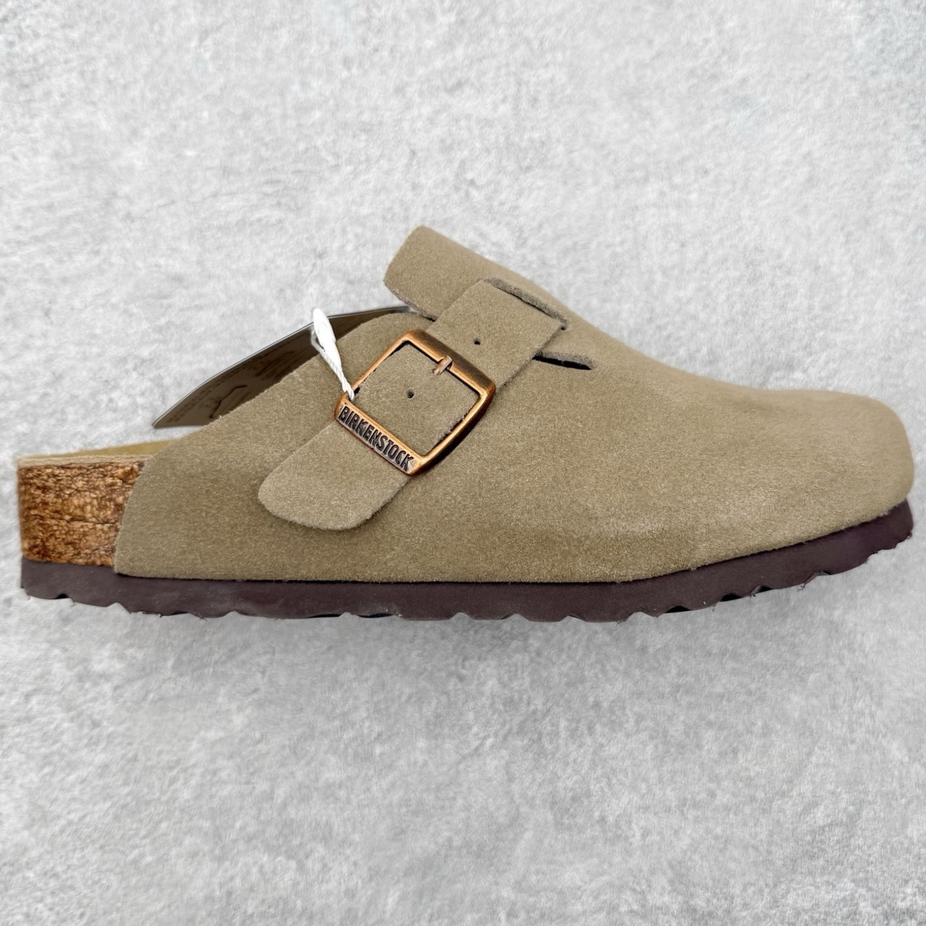 ＃GX Birkenstock Boston VL 勃肯绒面金属针扣软木底包头拖鞋 牛皮绒面革质地柔软 