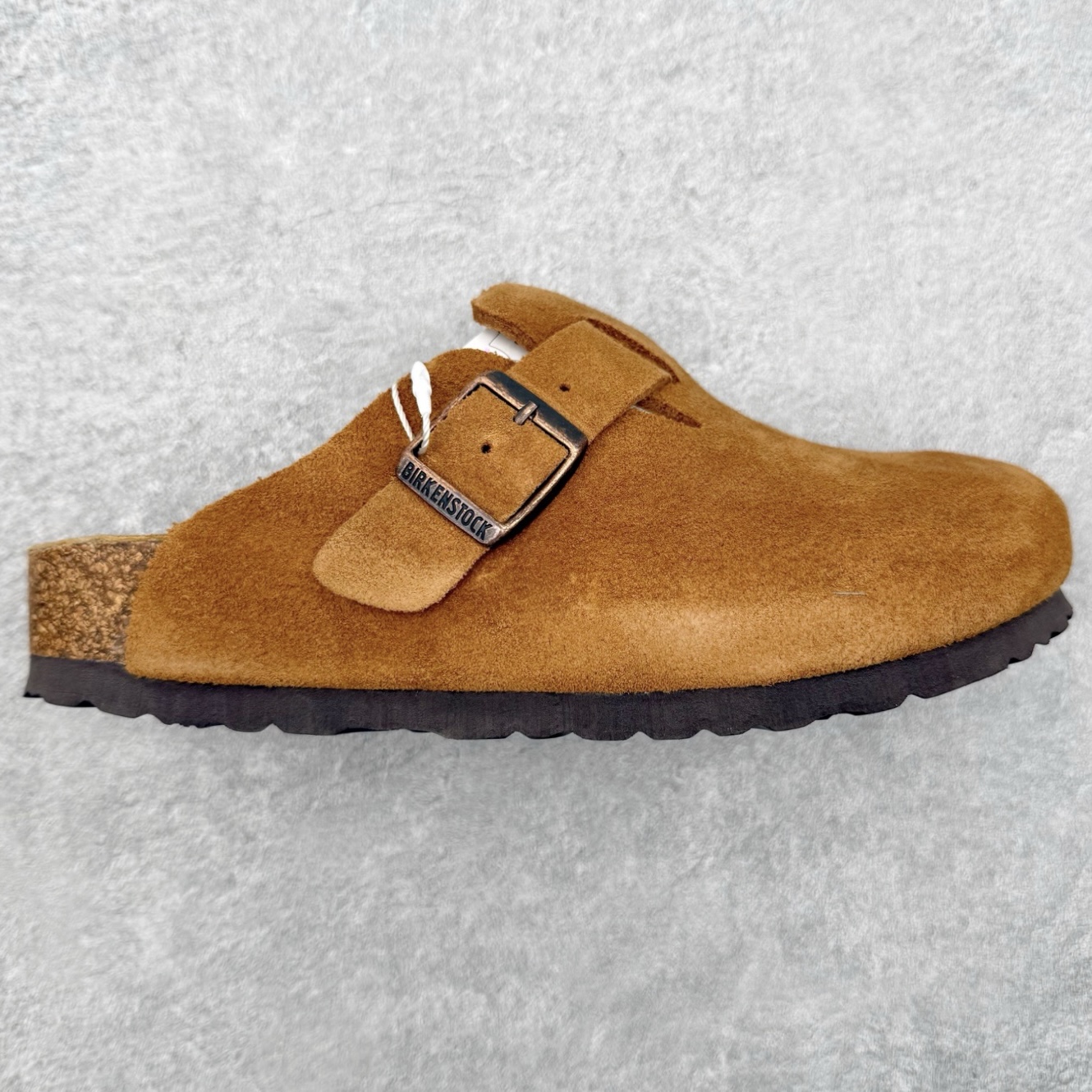 ＃GX Birkenstock Boston VL 勃肯绒面金属针扣软木底包头拖鞋 牛皮绒面革质地柔软 
