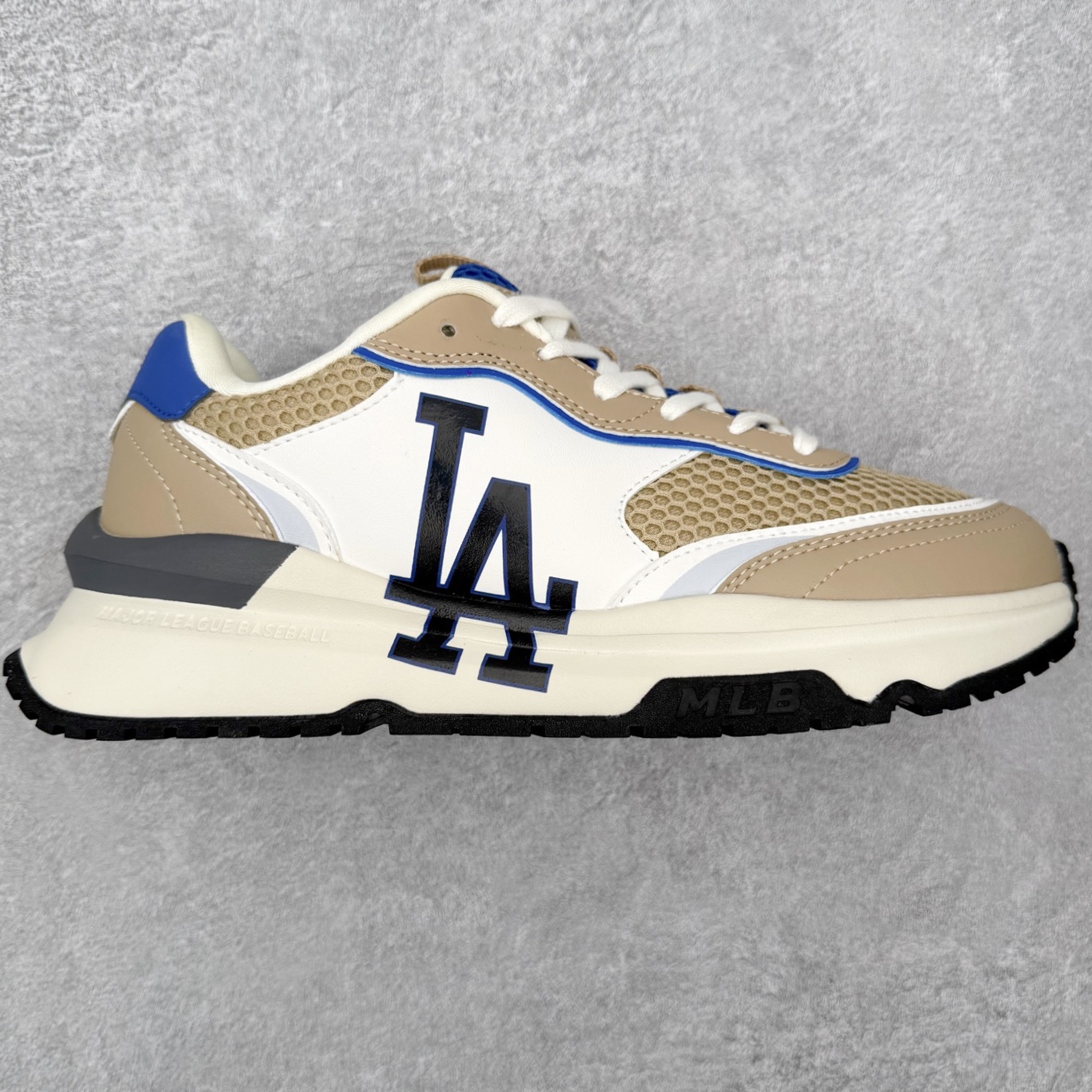 ＃M纯原 MLB Chunky Runner 皮革透气大网眼 5cm厚底复古防滑耐磨增高低帮老爹鞋 男女