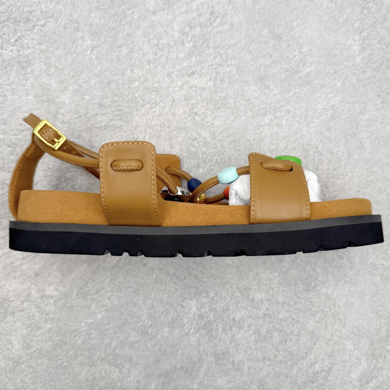 LOEWE罗意威 Pebble Beads Fussbett 纳帕羊皮 鹅卵石装饰 一字带凉鞋 1cm 