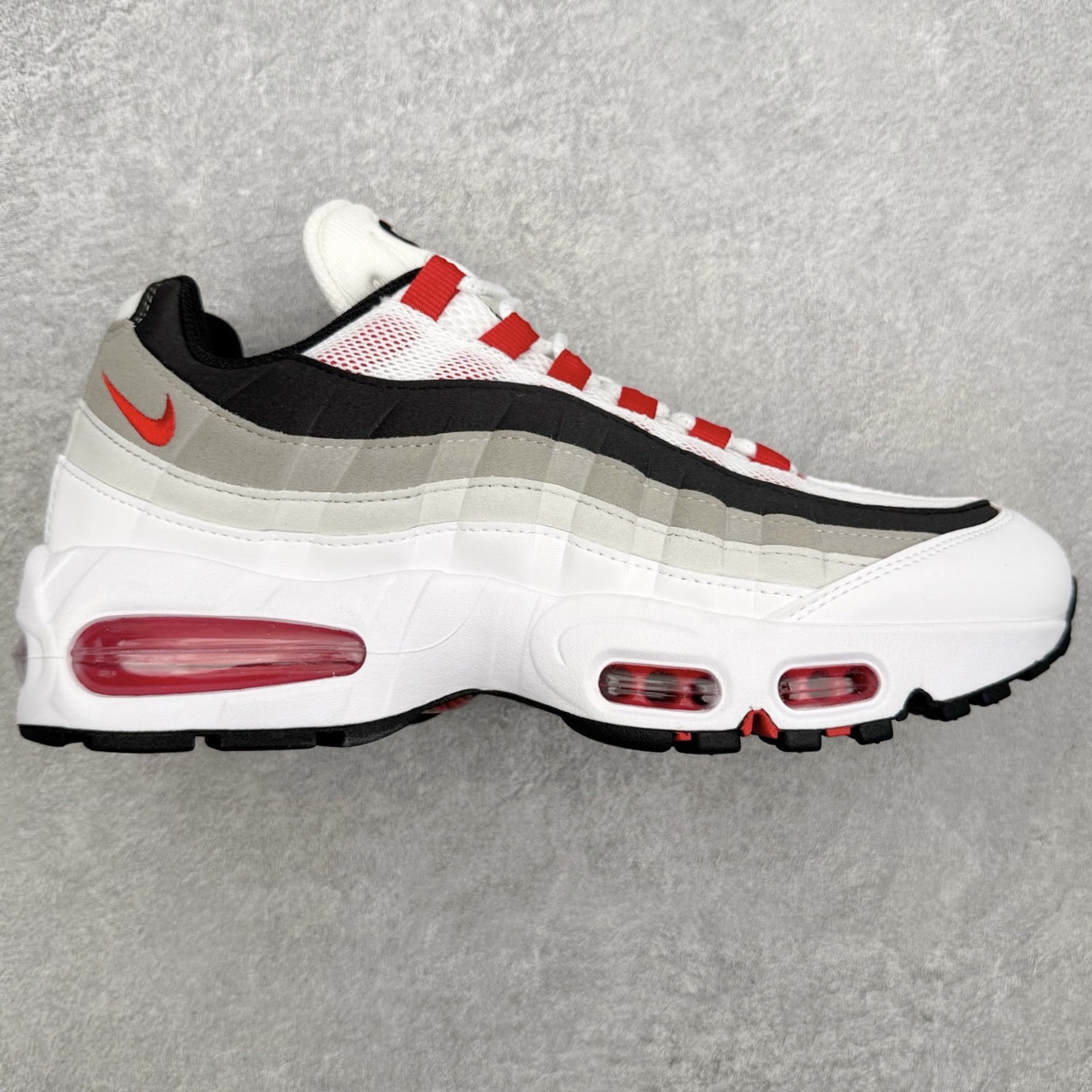 ＃KZ神版 NK Air Max 95 OG 舒适百搭耐磨低帮气垫休闲跑步鞋 白黑红 IB7862-10