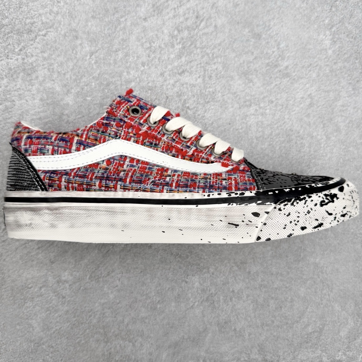 Vans Premium Old Skool "Charms"粗花呢泼墨做旧 小香风2.0朋克鞋融合小香