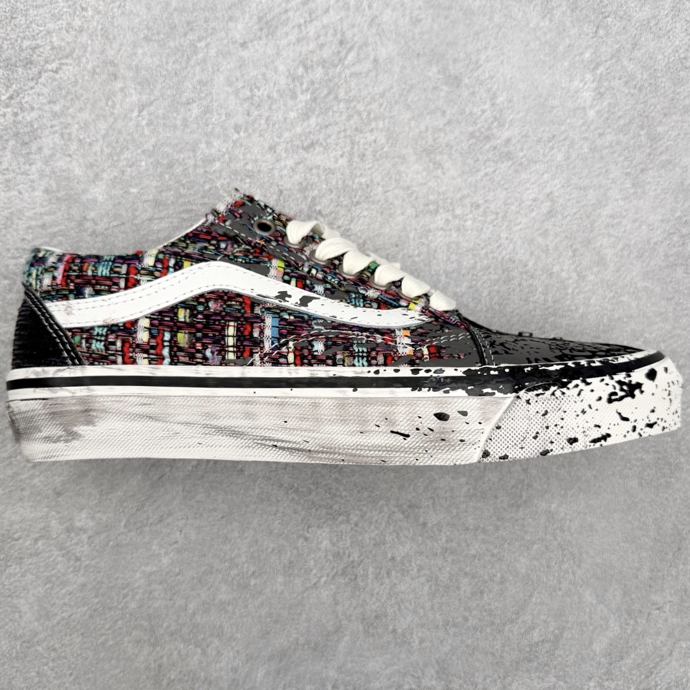 Vans Premium Old Skool "Charms"粗花呢泼墨做旧 小香风2.0朋克鞋融合小香