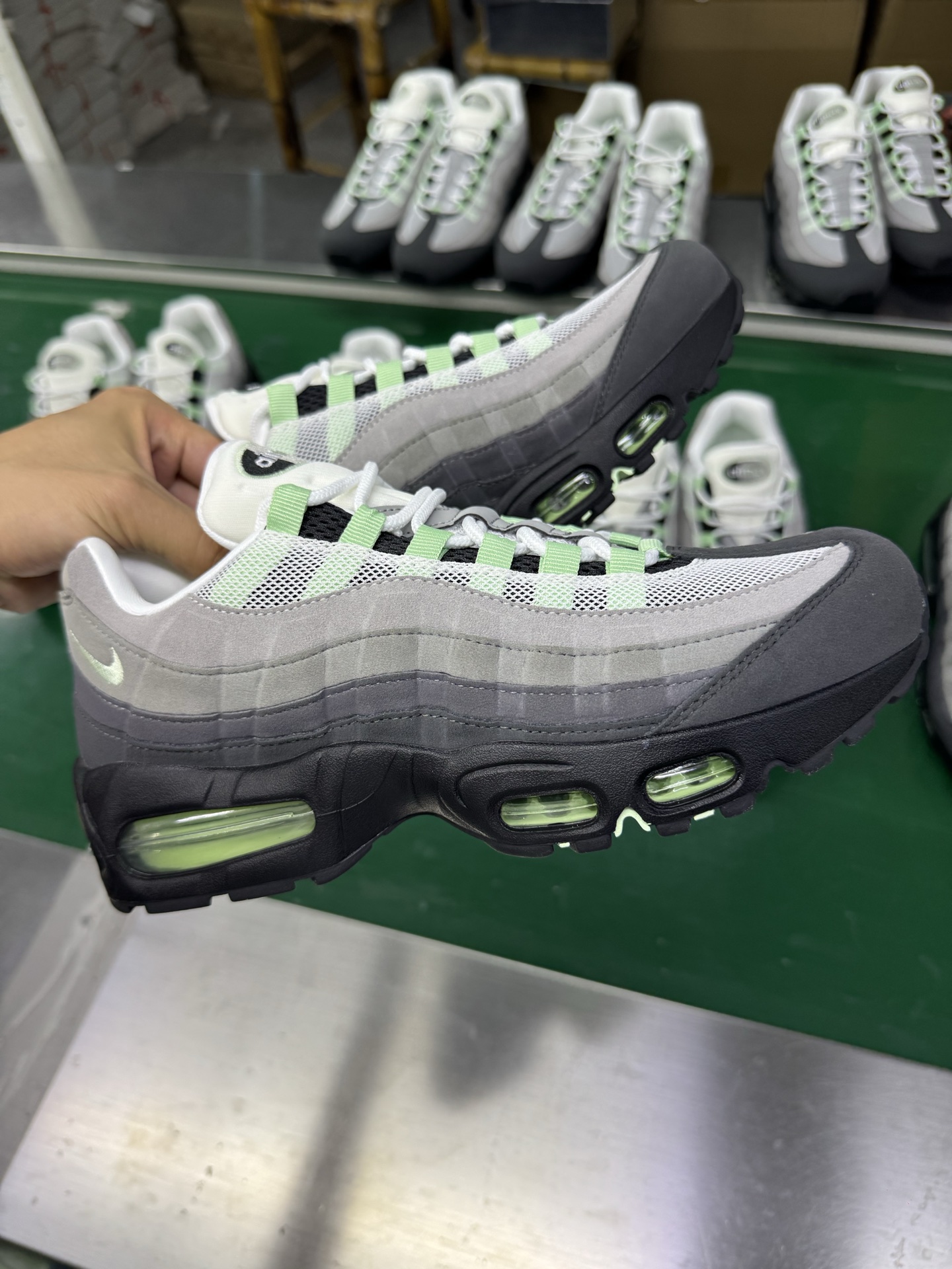 ＃SF外贸特供 NK Air Max 95 OG 舒适百搭耐磨低帮气垫休闲跑步鞋 男女同款 黑灰薄荷绿 