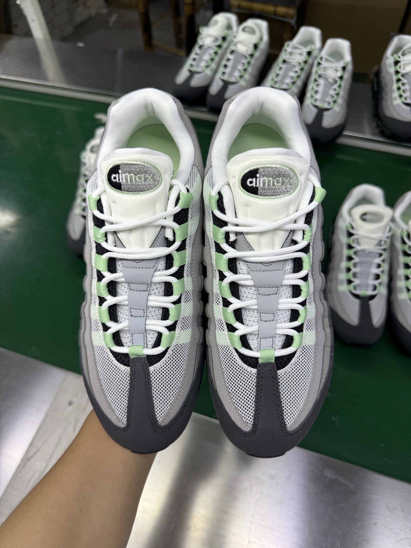＃SF外贸特供 NK Air Max 95 OG 舒适百搭耐磨低帮气垫休闲跑步鞋 男女同款 黑灰薄荷绿 