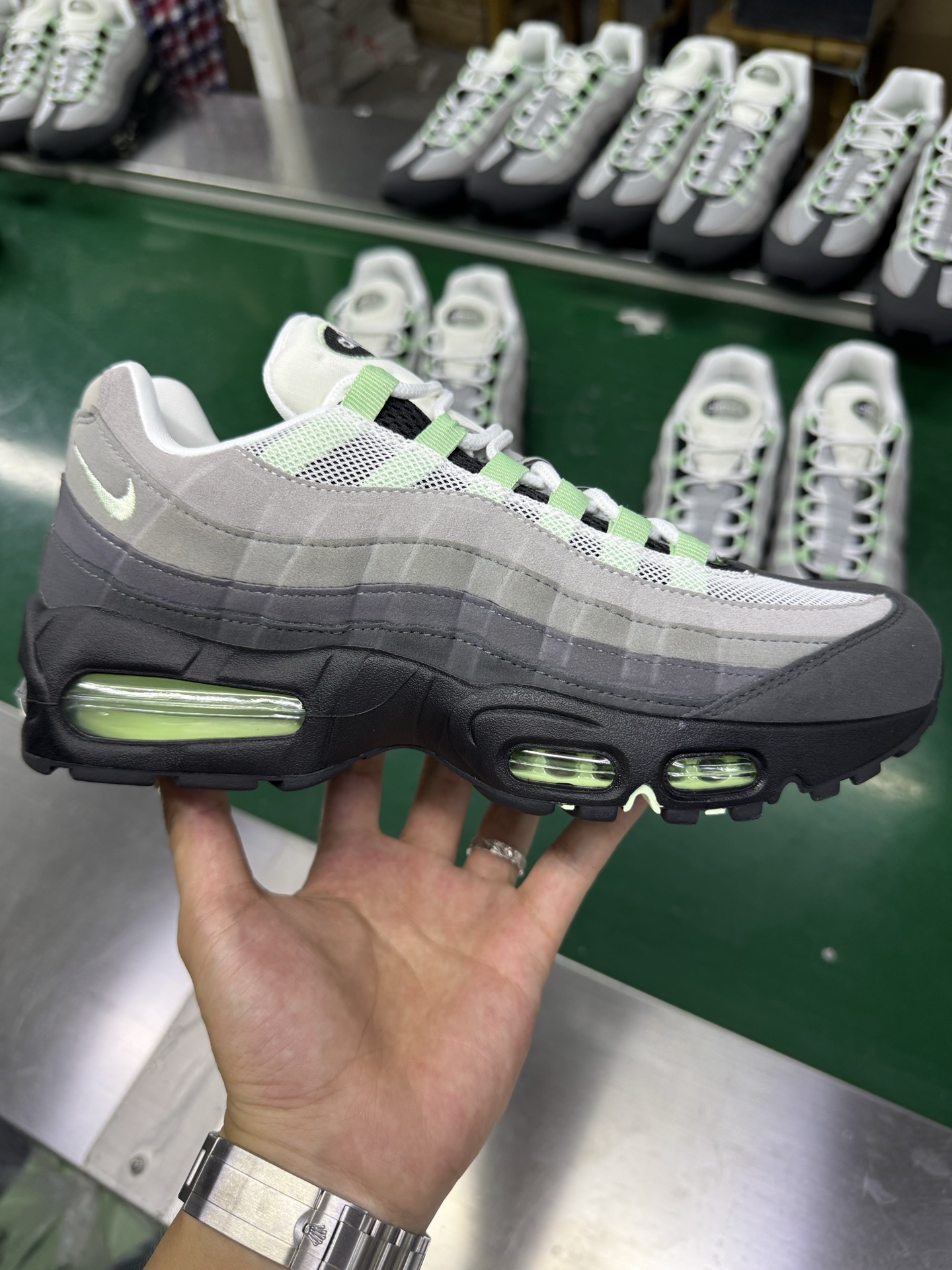 ＃SF外贸特供 NK Air Max 95 OG 舒适百搭耐磨低帮气垫休闲跑步鞋 男女同款 黑灰薄荷绿 