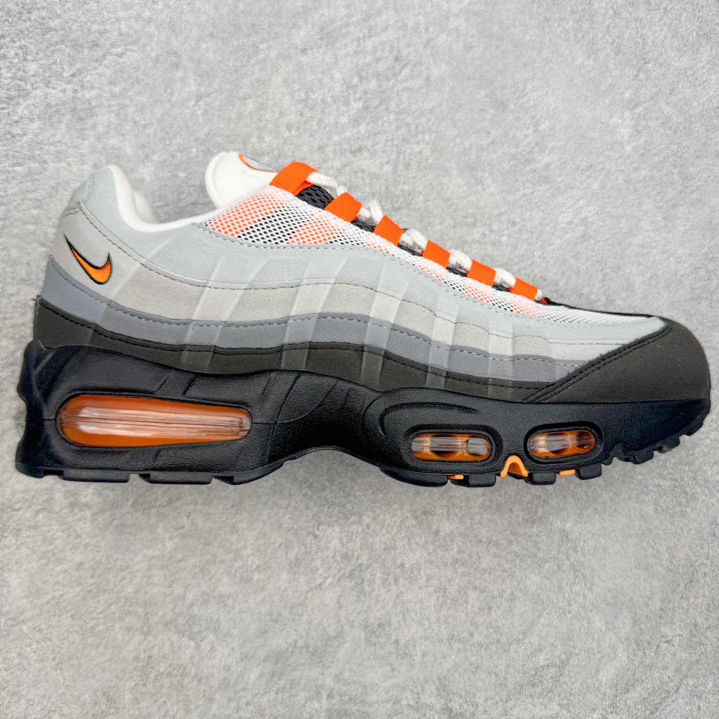 ＃SF外贸特供 NK Air Max 95 OG 舒适百搭耐磨低帮气垫休闲跑步鞋 男女同款 灰黑橙 HM
