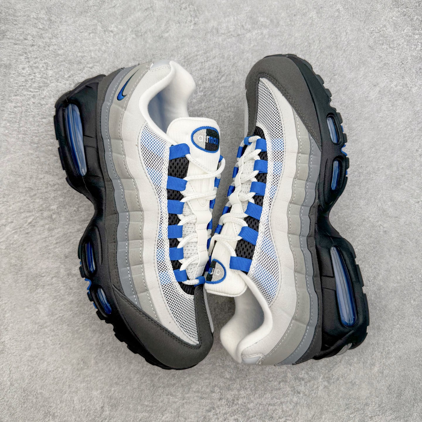 ＃SF外贸特供 NK Air Max 95 OG 舒适百搭耐磨低帮气垫休闲跑步鞋 男女同款 灰黑蓝 IM