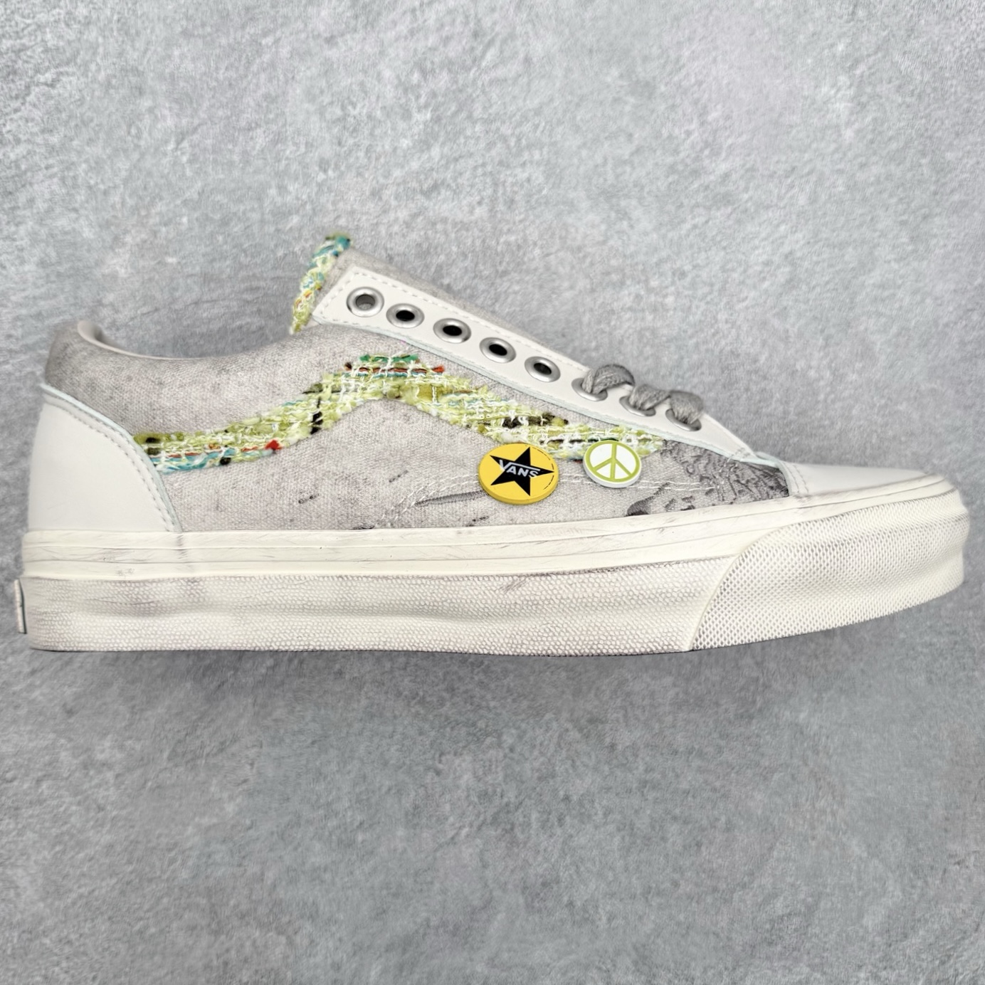 Vans Premium Old Skool 36 Souvenir 小香风复古水洗做旧彩色织带徽章休闲