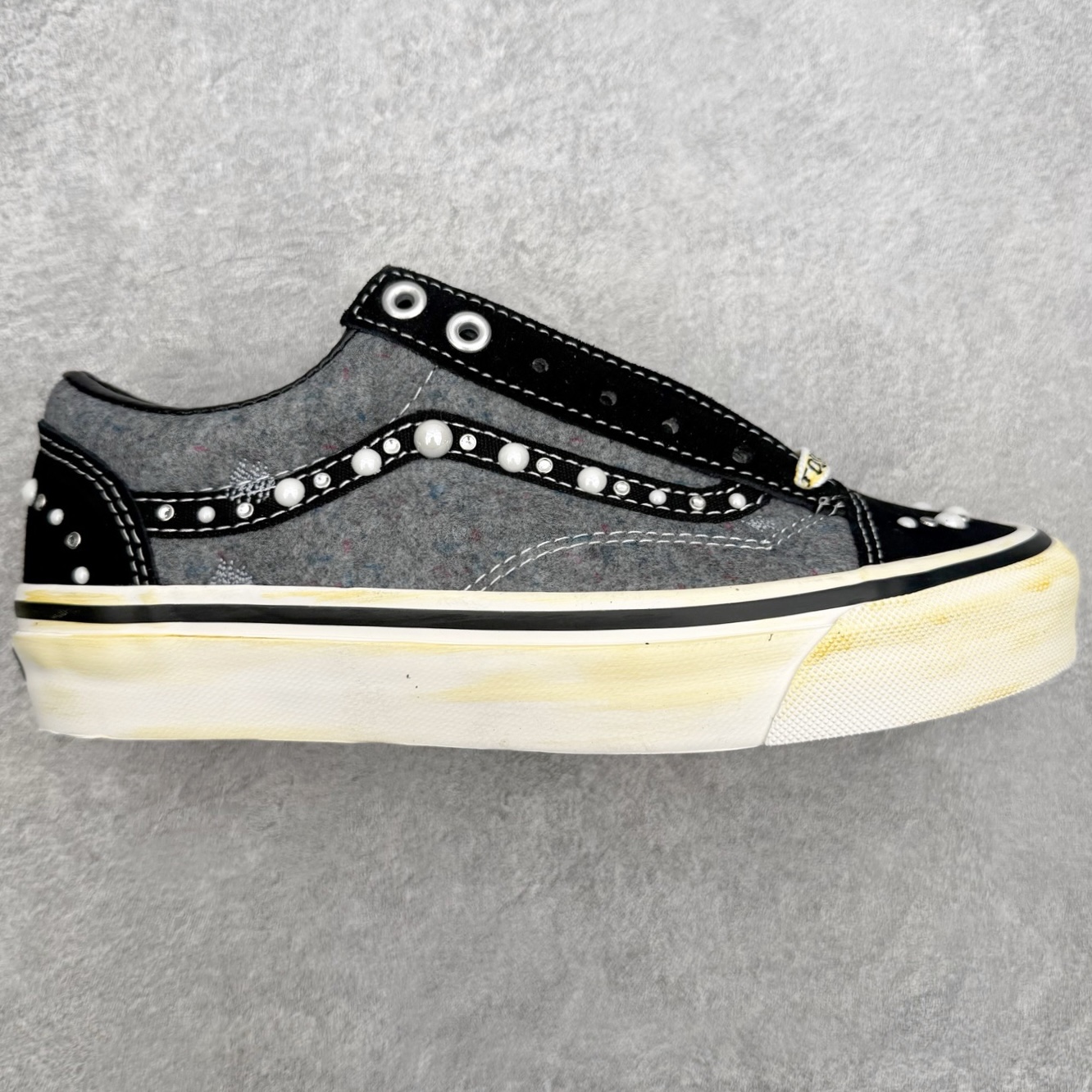 SATOSHI NAKAMOTO x OTW By Vans Old Skool酒红珍珠铆钉 做旧复古休