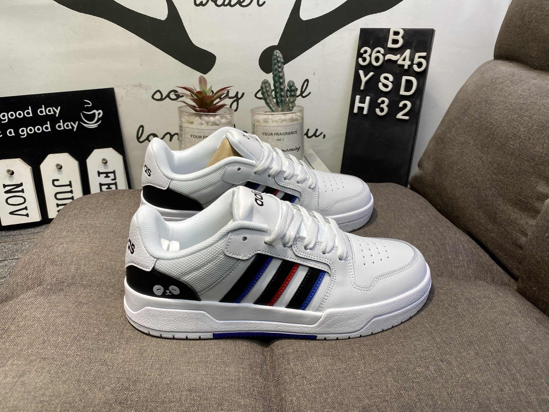 Adidas阿迪达斯NEO ENTRAP男女同款低帮休闲透气平底小白鞋YSDH32