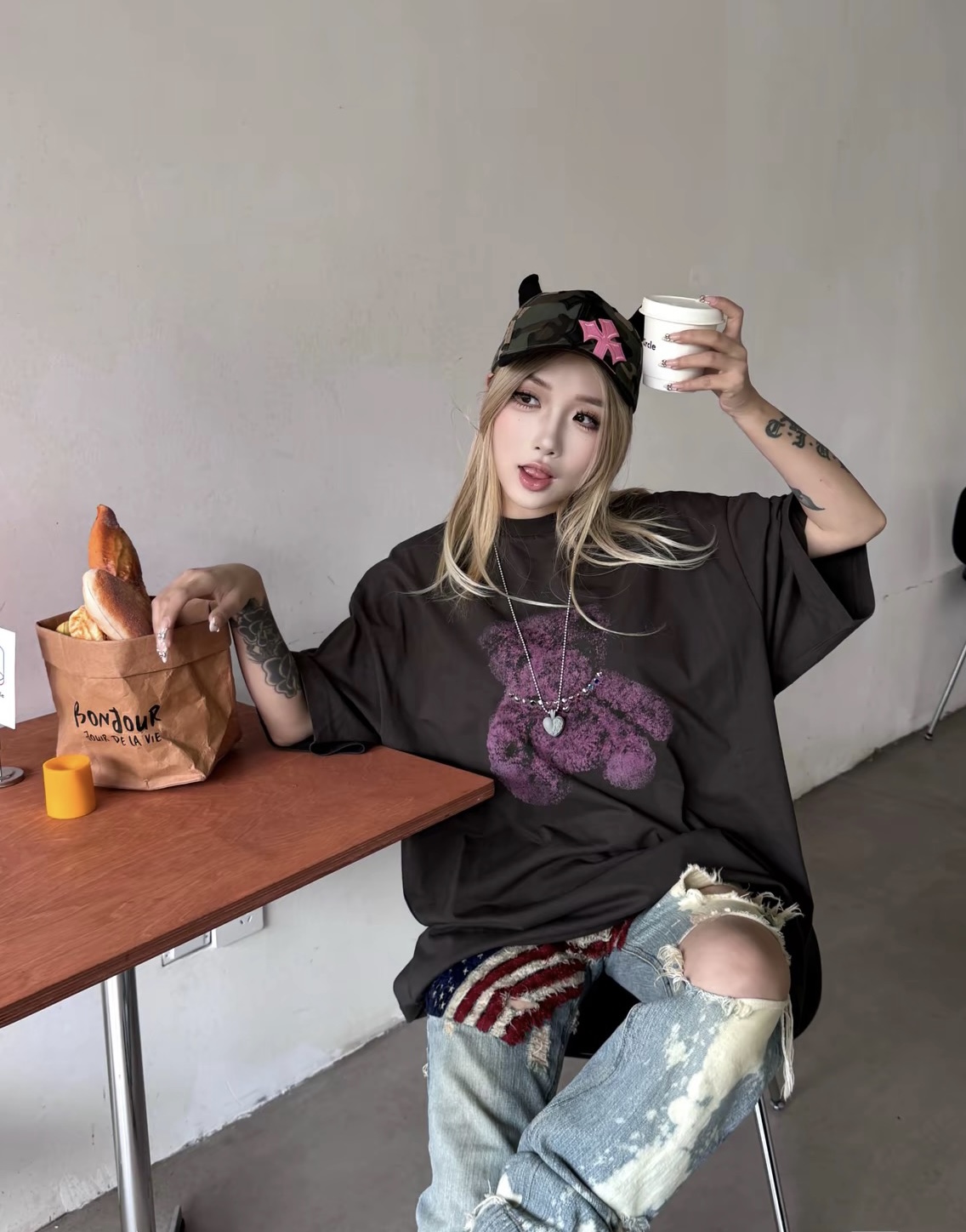 W166# Sincronizado con la web oficial de WE11DONE 25SS nueva temporada de verano, camiseta de manga corta con pedrería …