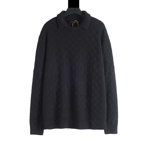 Louis Vuitton Men's Checkerboard Wool-Silk Blend Knit Polo Sweater - Modern Fit 1 Louis Vuitton Men's Checkerboard Wool-Silk Blend Knit Polo Sweater - Modern Fit