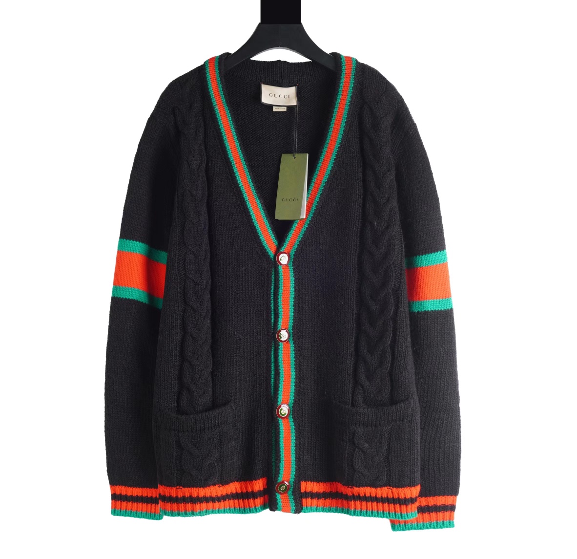 Gucci Wool Cardigan with Braided Cable Knit Trim and Gold Button Closure 2 i1702912343 7980 0