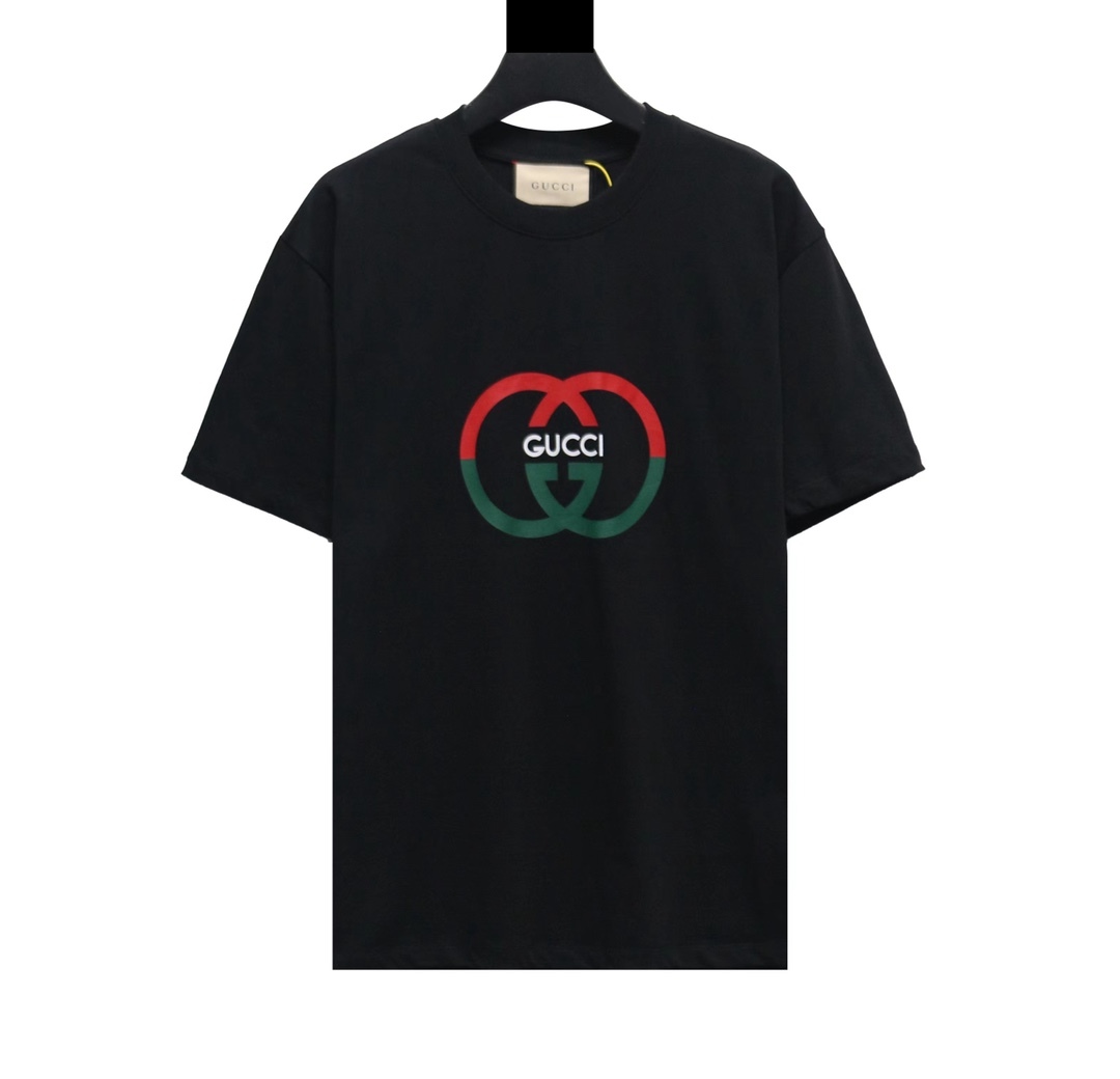 Gucci Clothing T-Shirt Green Pink Red Yellow Printing Cotton Fabric Knitted Knitting Short Sleeve