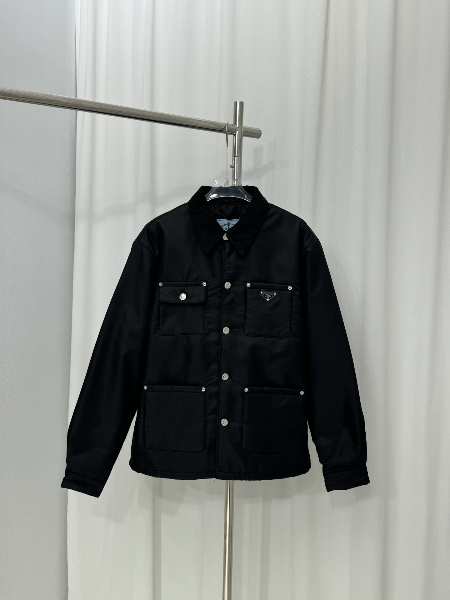 Prada Cotton Blend Jacket with Triangle Logo - Unisex Casual Coat