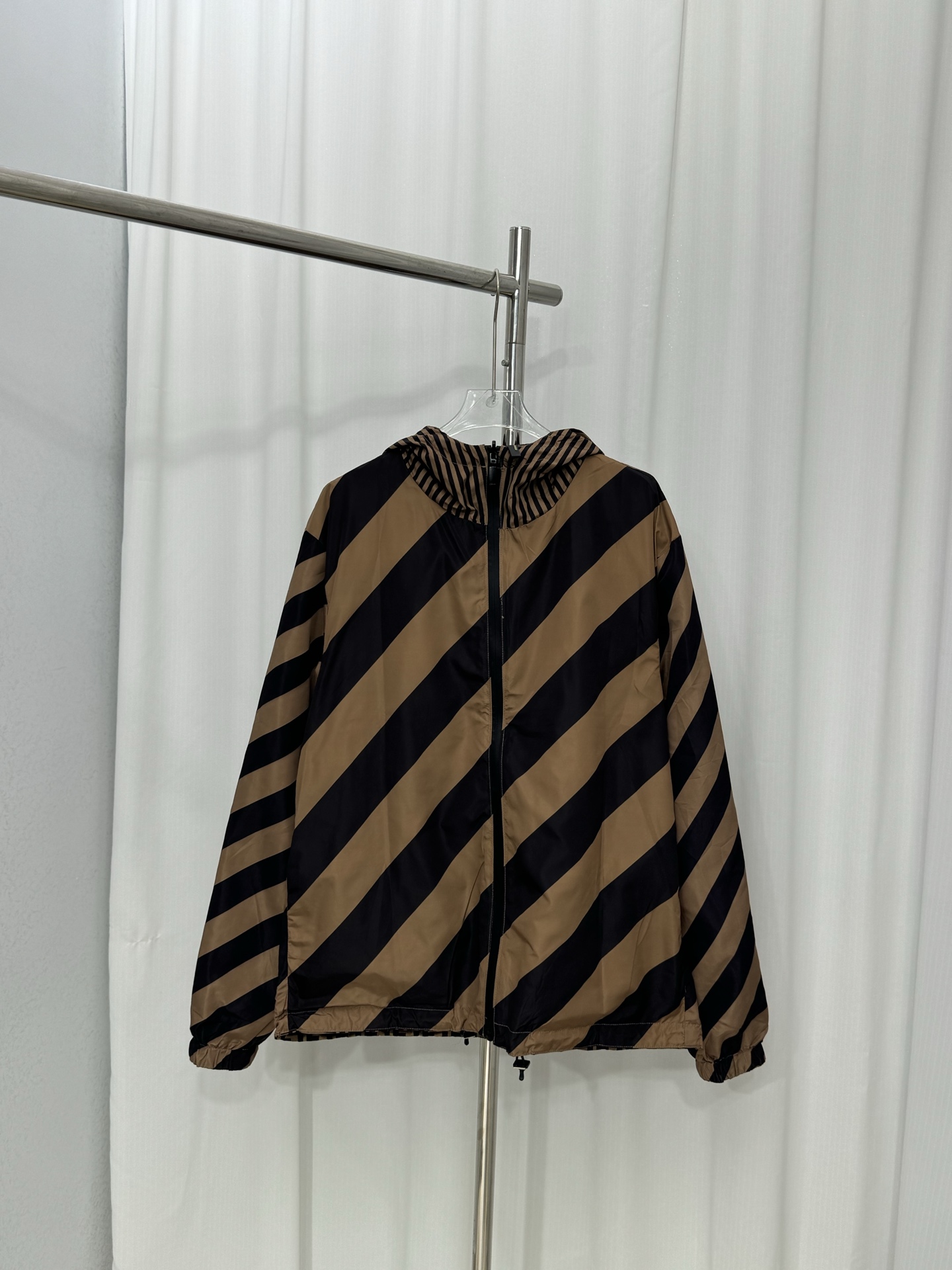 Striped Cotton-padded Jacket Nylon Twill Protective Silk Loose Fit Unisex