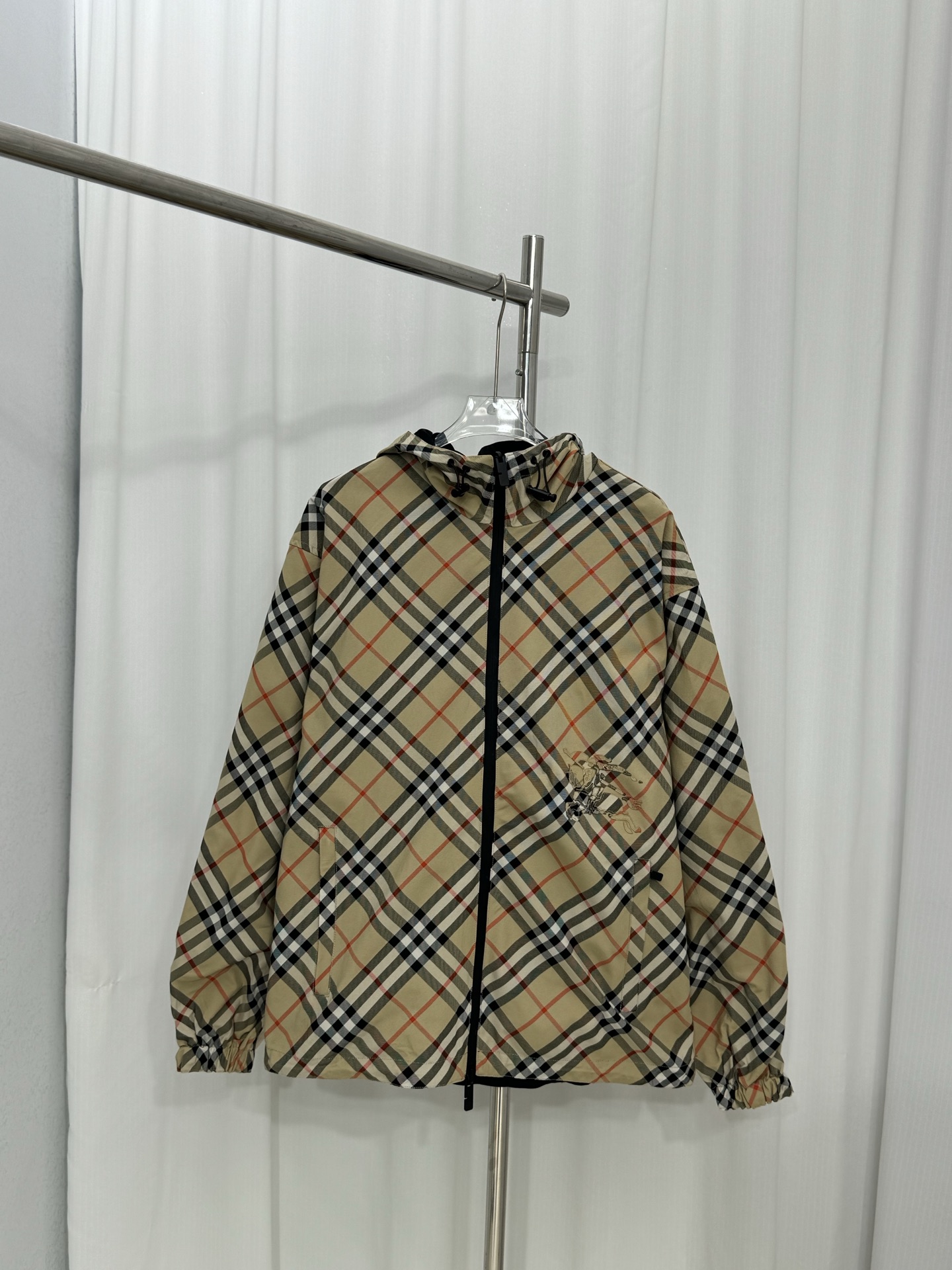 Burberry Lightweight Hooded Jacket in Classic Check with Horseferry Print