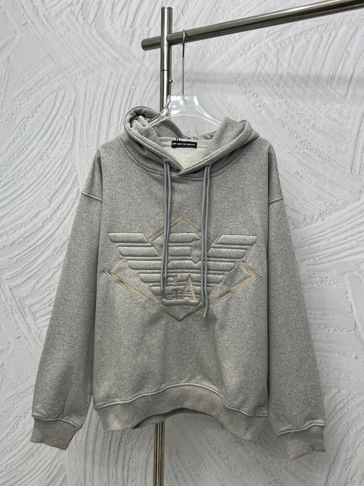 P145 Armani ARMANI sudadera con capucha de 3D con bordado de águila en relieve, tejido de algodón puro de 500 gramos co…