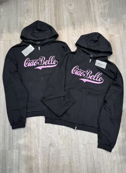 Balenciaga Ciao Bello Black Cotton Blend Fleece Zip-Up Hoodie 1 Balenciaga Ciao Bello Black Cotton Blend Fleece Zip-Up Hoodie