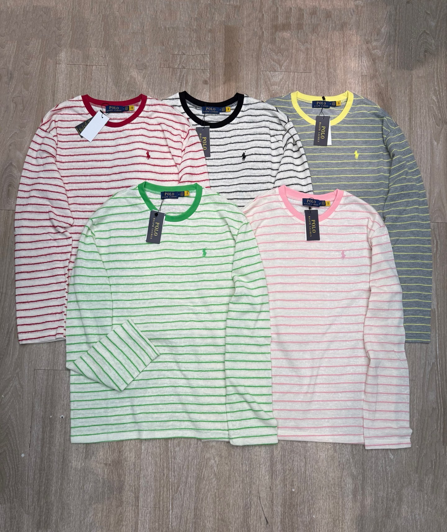 P95💰 M366#Ralph Lauren拉夫劳伦·🇺🇸美国高端品牌新款金典条纹长袖打底衫 ✅✅✅现货 专注品质随意对比 Size：S M L 颜色：白红条 黑白条 白粉条 白绿条 灰色