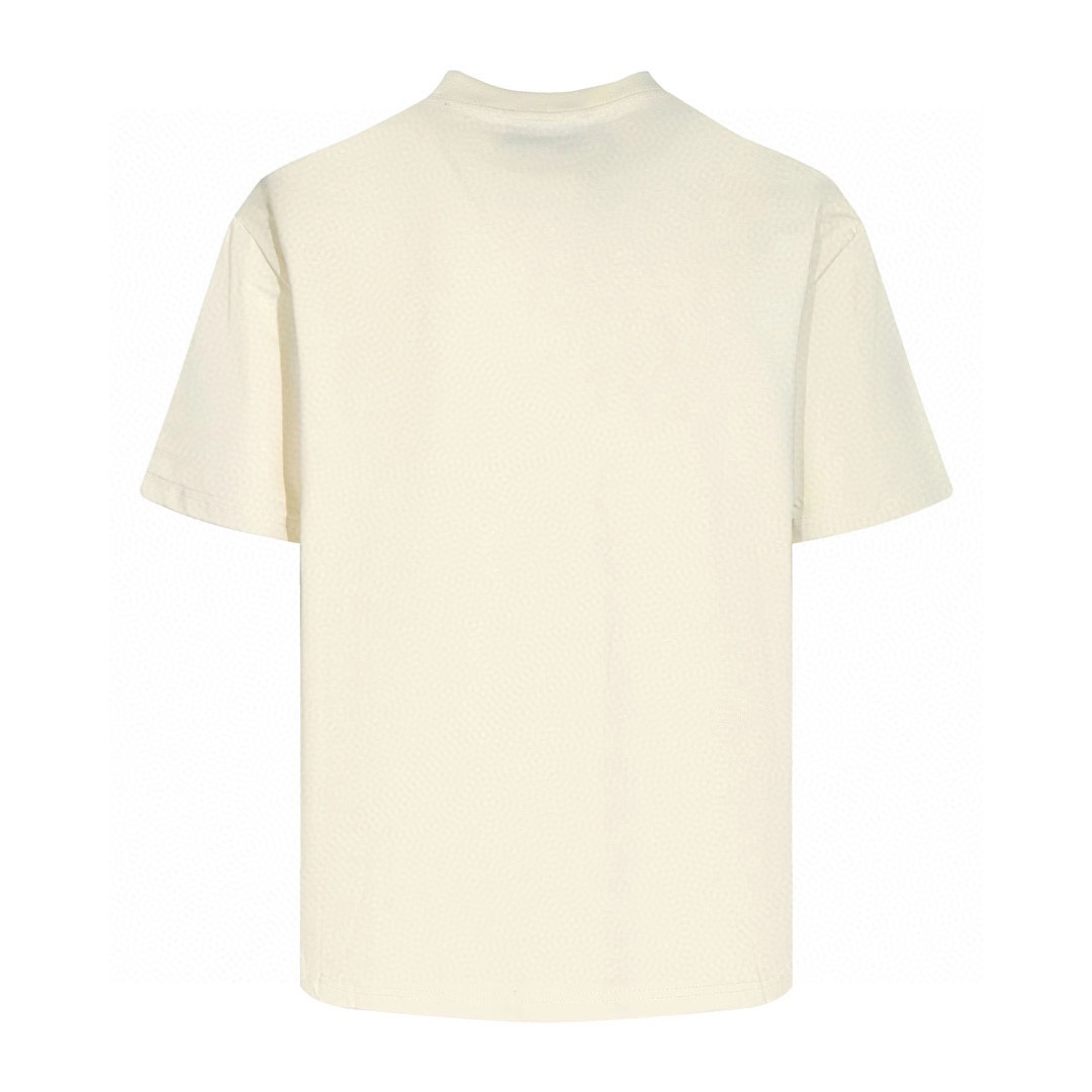 LV三标2024早春新款短袖t恤胸前数码直喷男女同款SMLXL四个码黑色杏色白色