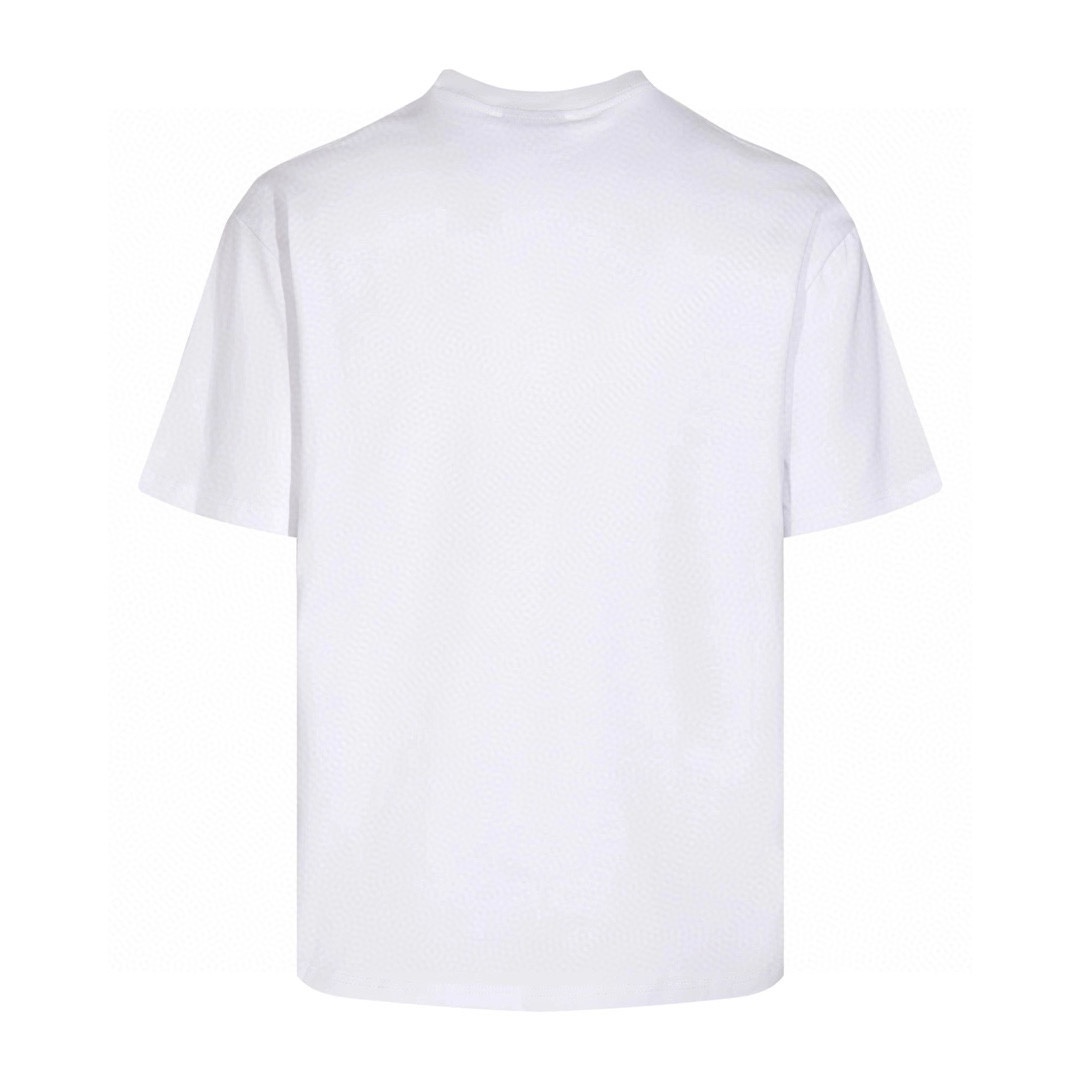 阿玛尼三标2024早春新款短袖t恤胸前数码直喷男女同款SMLXL四个码黑色杏色白色