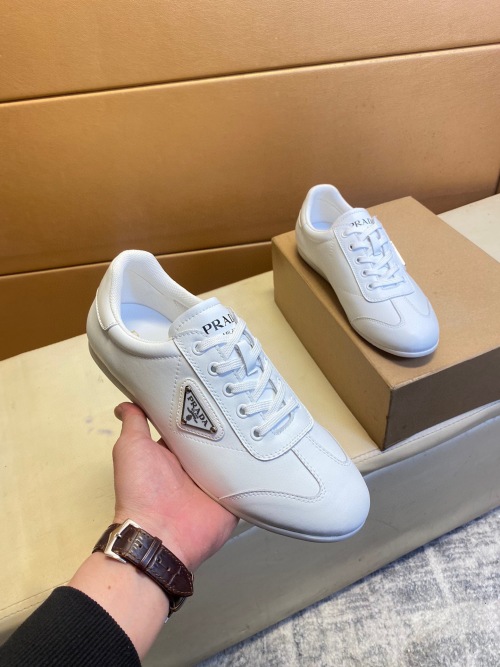 Prada Men's 2024 White Leather Low-Top Sneakers, Size 38-44 1 Prada Men's 2024 White Leather Low-Top Sneakers, Size 38-44