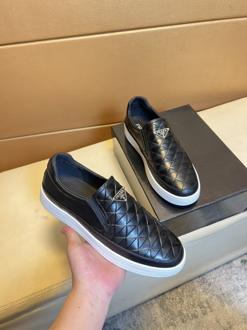 Prada Men's Black Leather Quilted Slip-On Sneakers, Sizes 38-44 1 Prada Men's Black Leather Quilted Slip-On Sneakers, Sizes 38-44